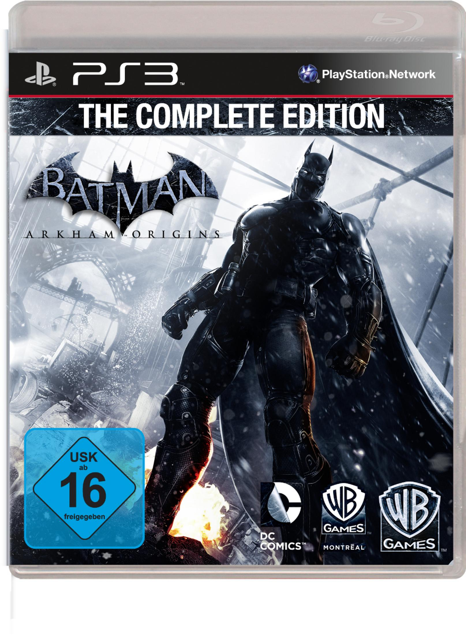 PS3 Spielhülle: Batman Arkham Origins. Mit Batman in einer verschneiten Szene.