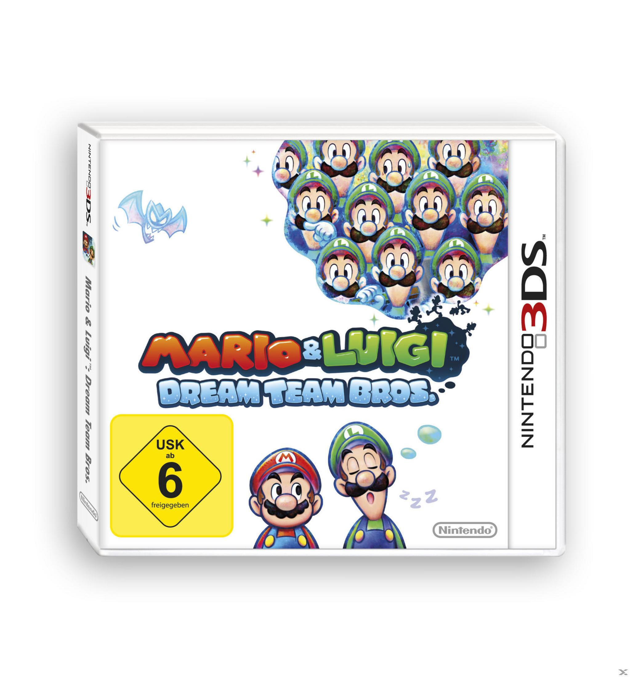 Mario & Luigi Dream Team Bros. Spielbox. Mario und Luigi sind auf der Vorderseite.