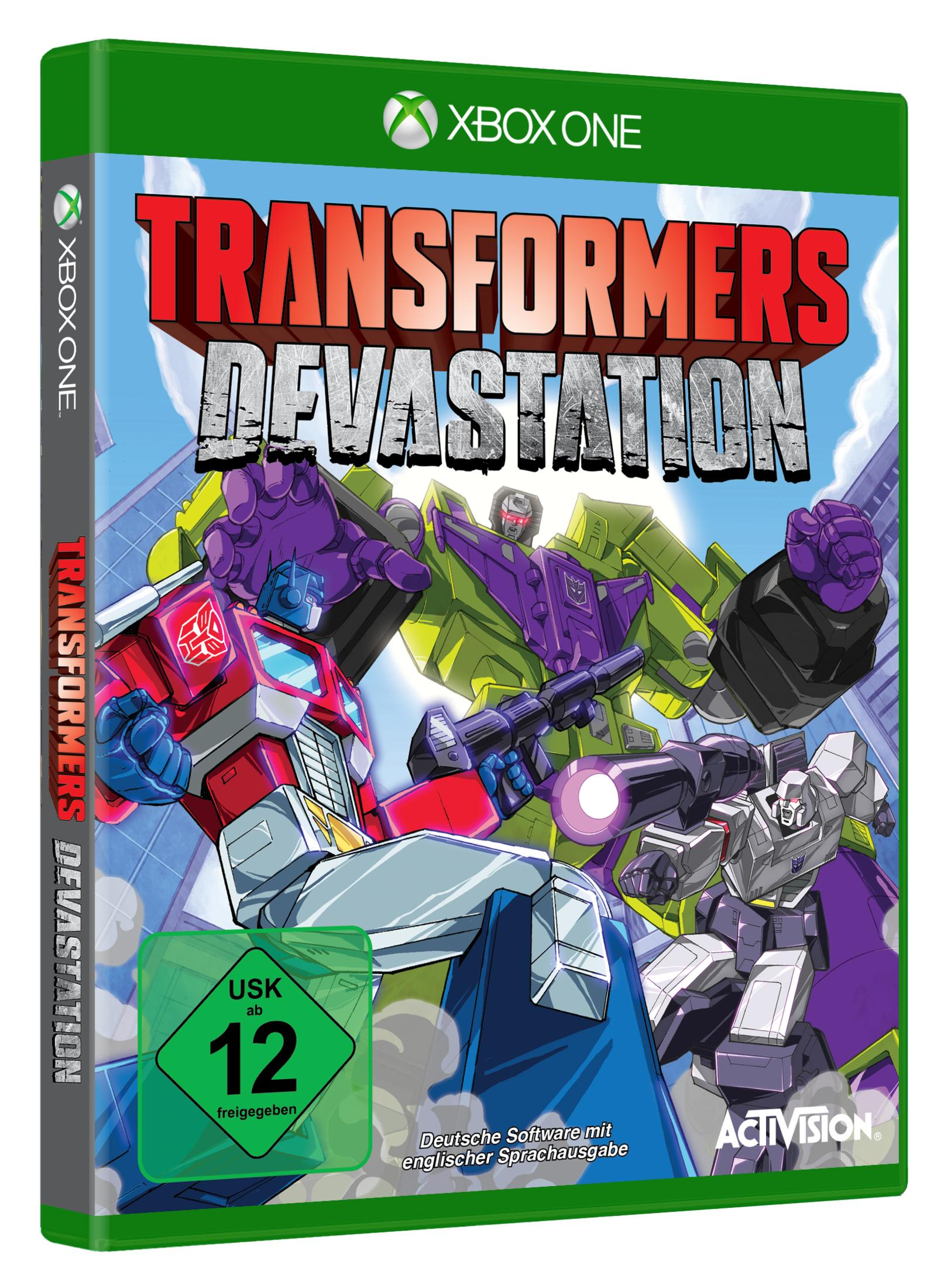 Xbox One-Spielhülle für Transformers: Devastation. Enthält Optimus Prime und andere Transformers.