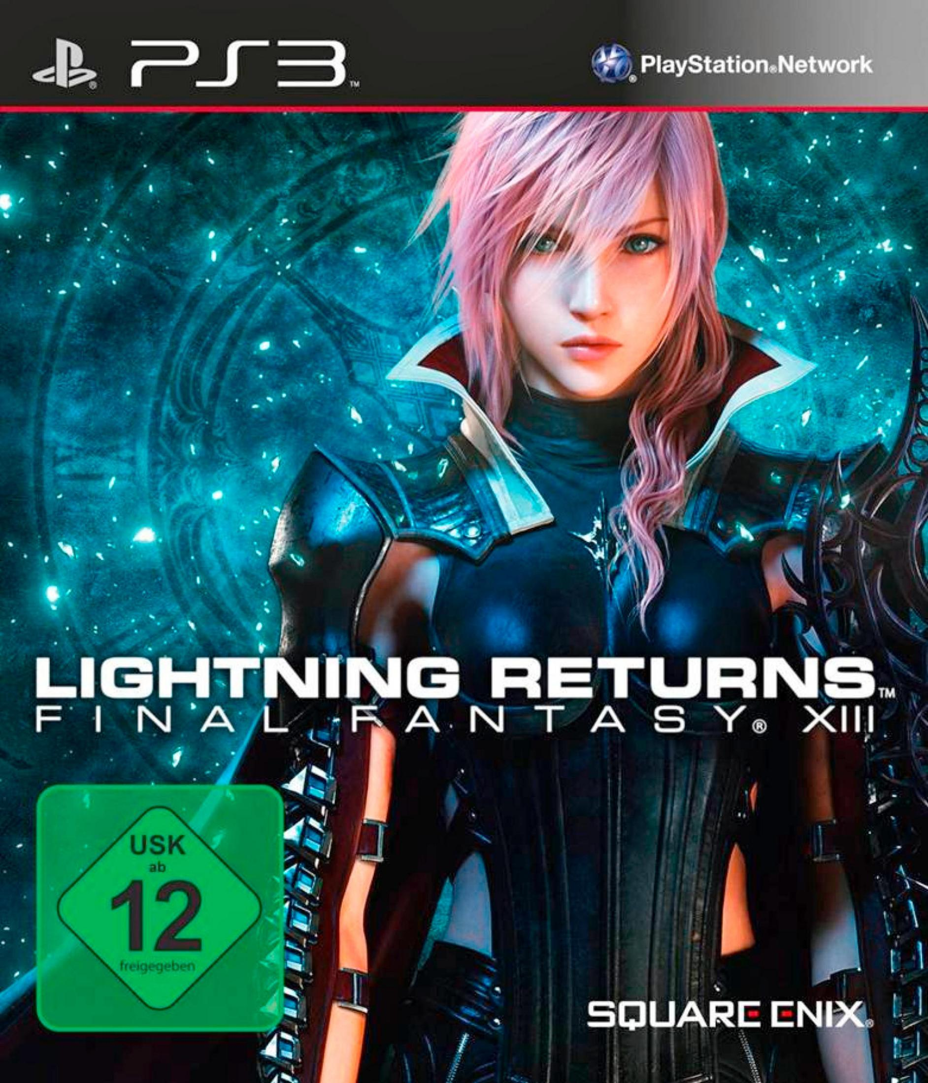 Lightning Returns: Final Fantasy XIII Spielcover. Porträt einer weiblichen Figur.