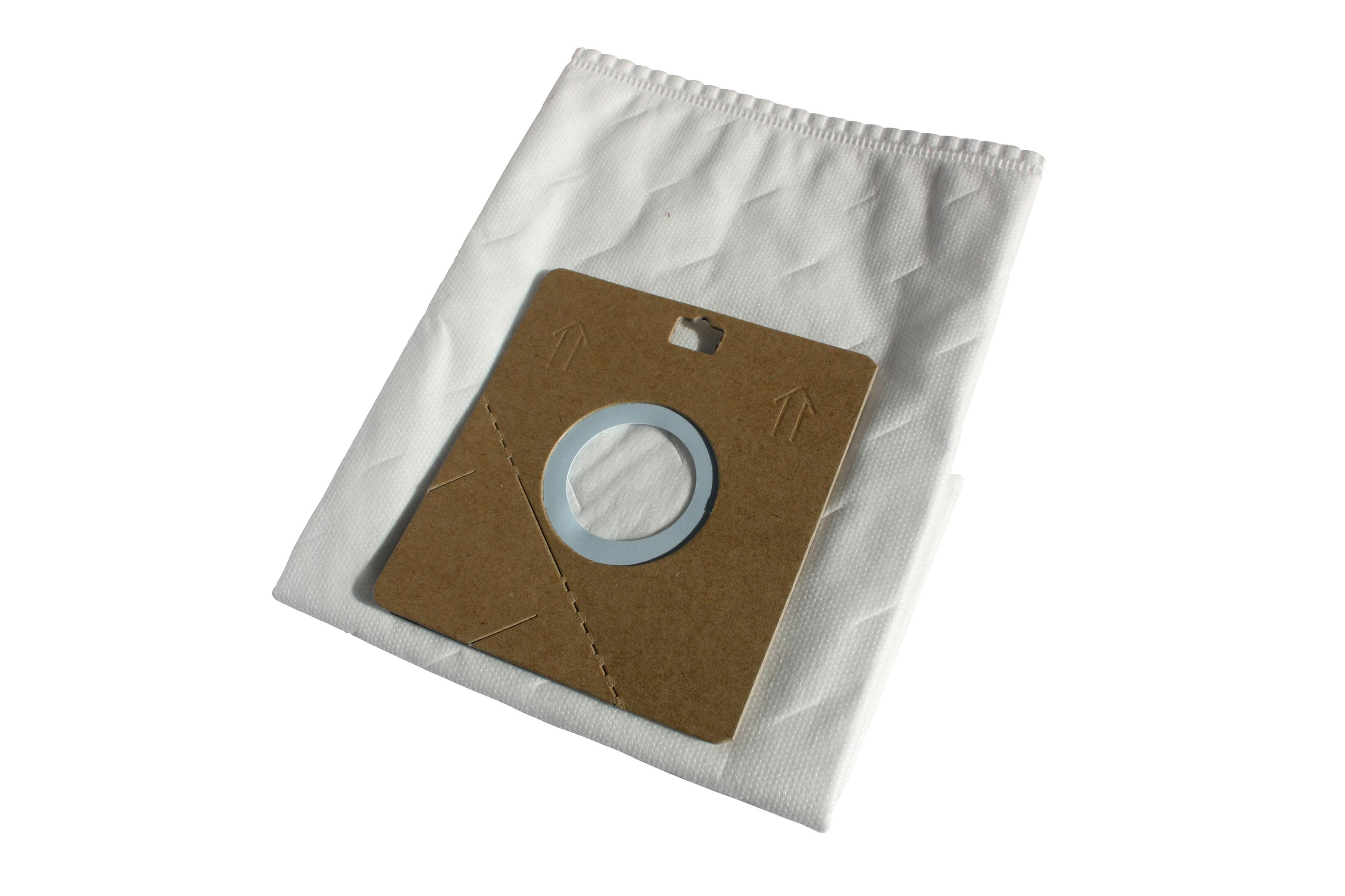 Biały worek do odkurzacza i kawałek kartonu z otworem i strzałką.