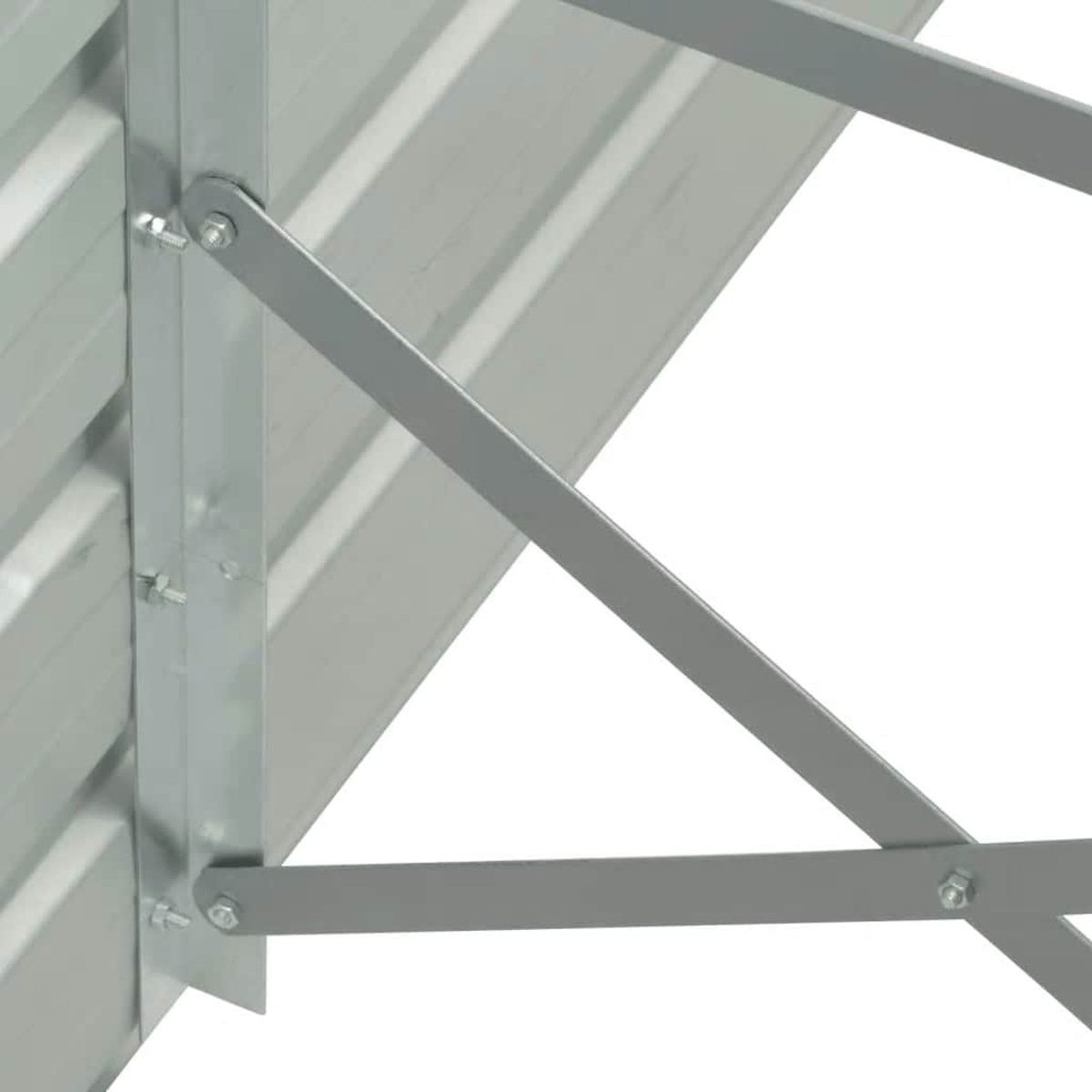 Nahaufnahme der Metallstützen für eine horizontale Platte.