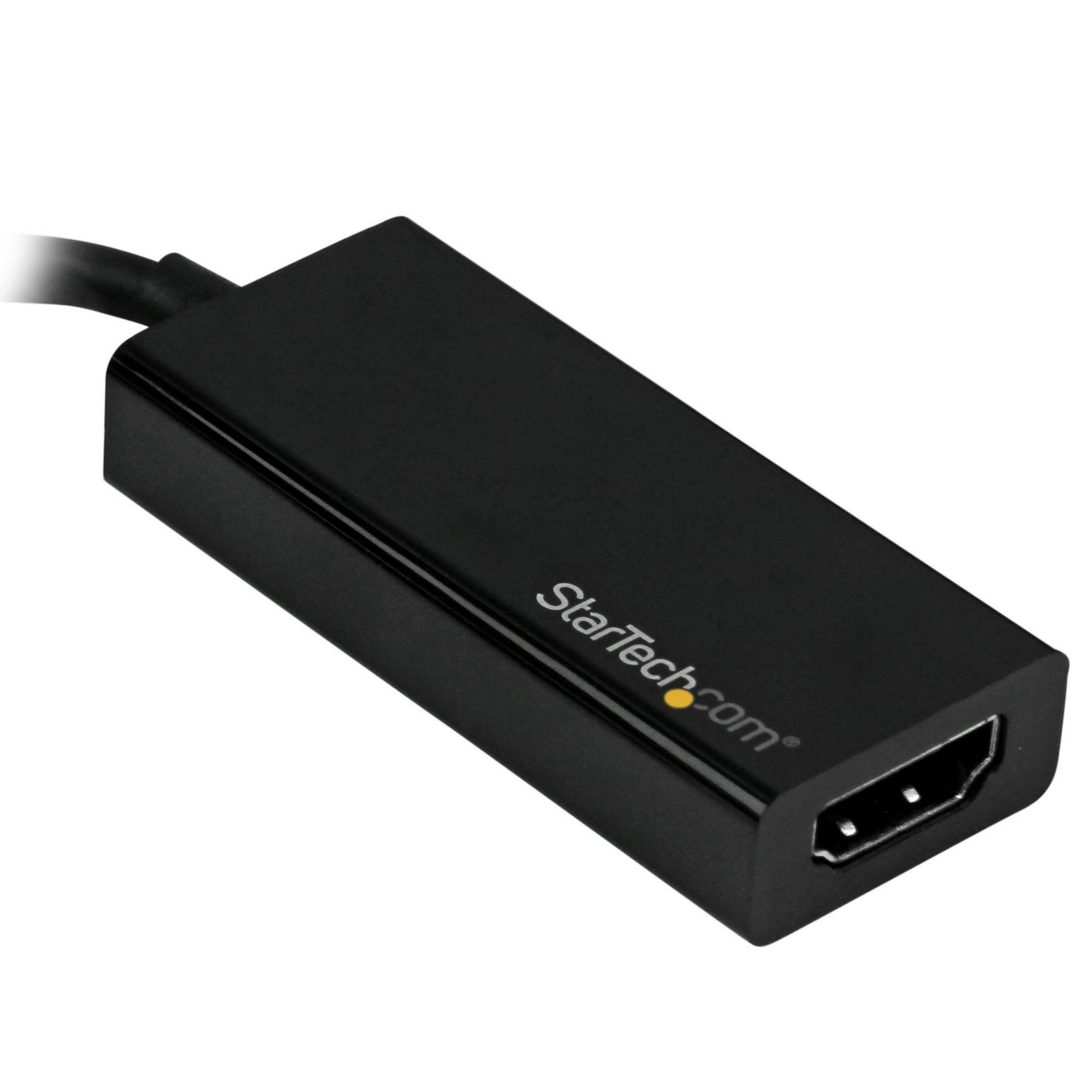 Schwarzer HDMI-Adapter mit StarTech.com-Logo auf weißem Hintergrund.
