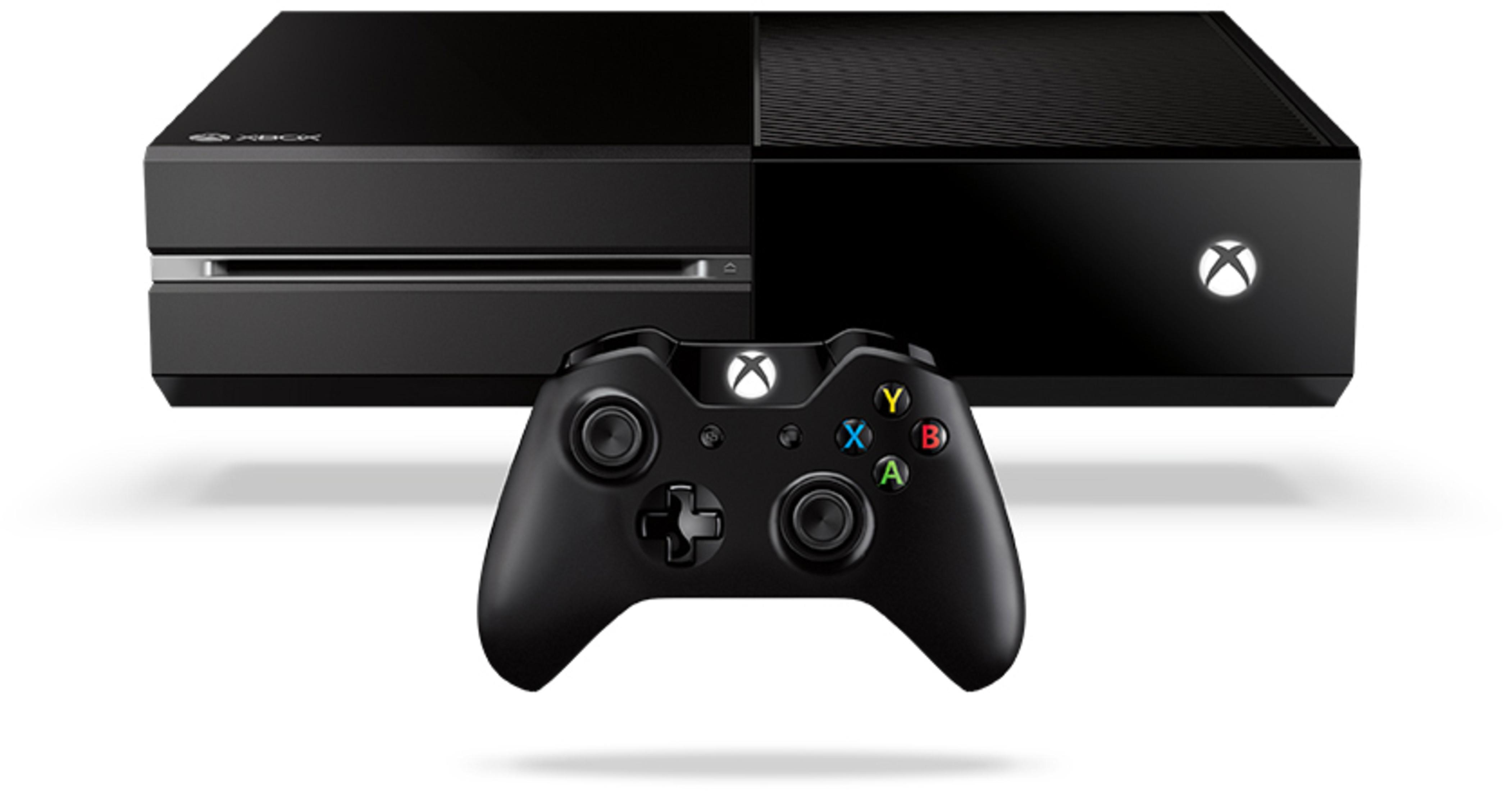 Xbox One Konsole und Controller auf weißem Hintergrund.