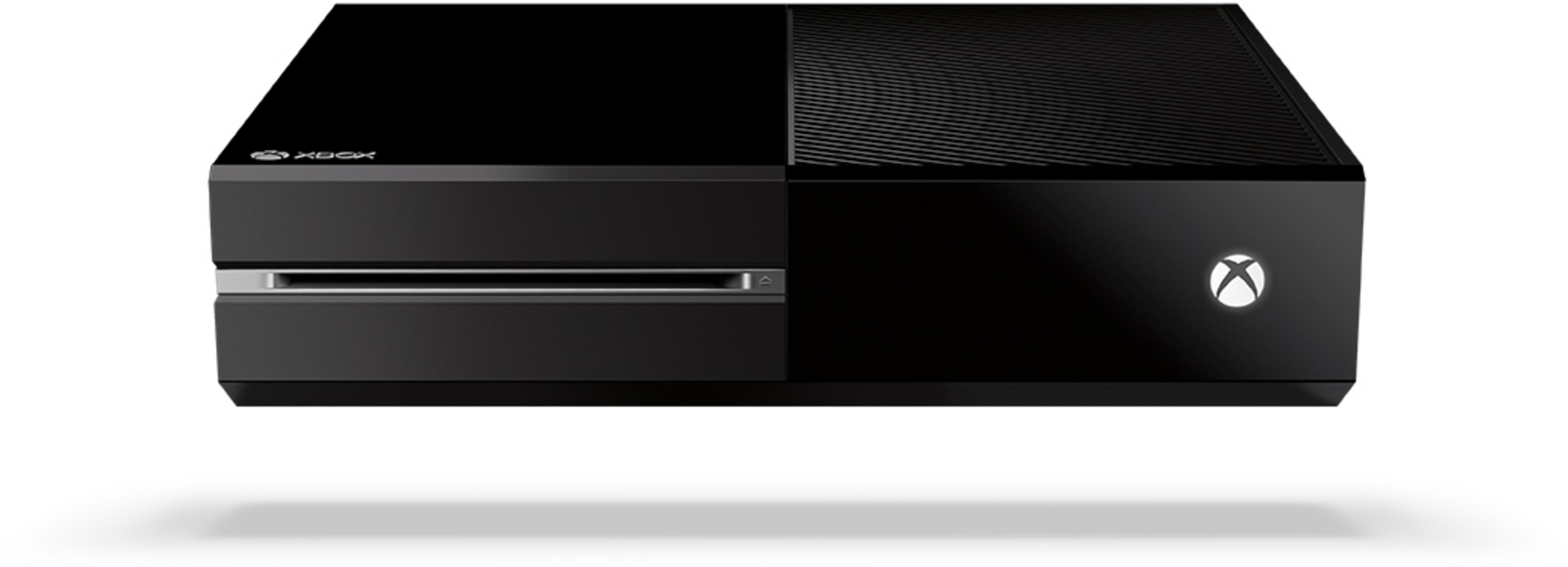 Eine schwarze Xbox One Konsole, die das Xbox Logo auf der rechten Seite zeigt.