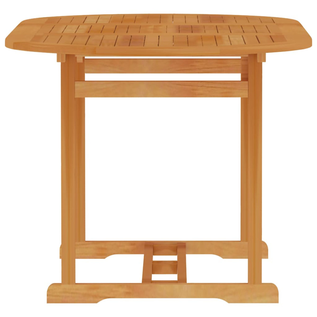 Holztisch. Lattenrost. Quadratische Form. Braune Farbe.