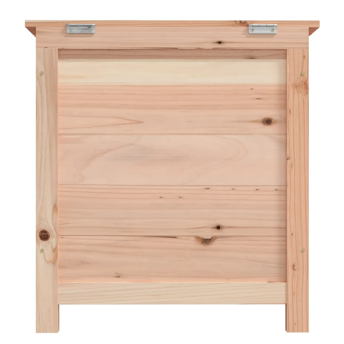 Holzkiste mit offenem Deckel. Die Kiste besteht aus hellbraunem Holz mit sichtbarer Maserung.