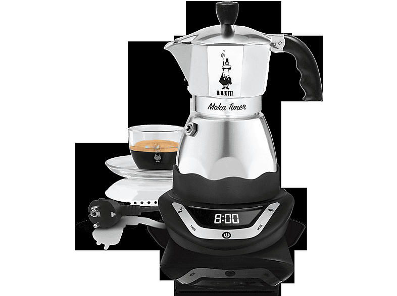 BIALETTI 6093 ESPRESSOKOCHER MIKA TIMER 6 TASSEN Espressokocher Schwarz/Silber
