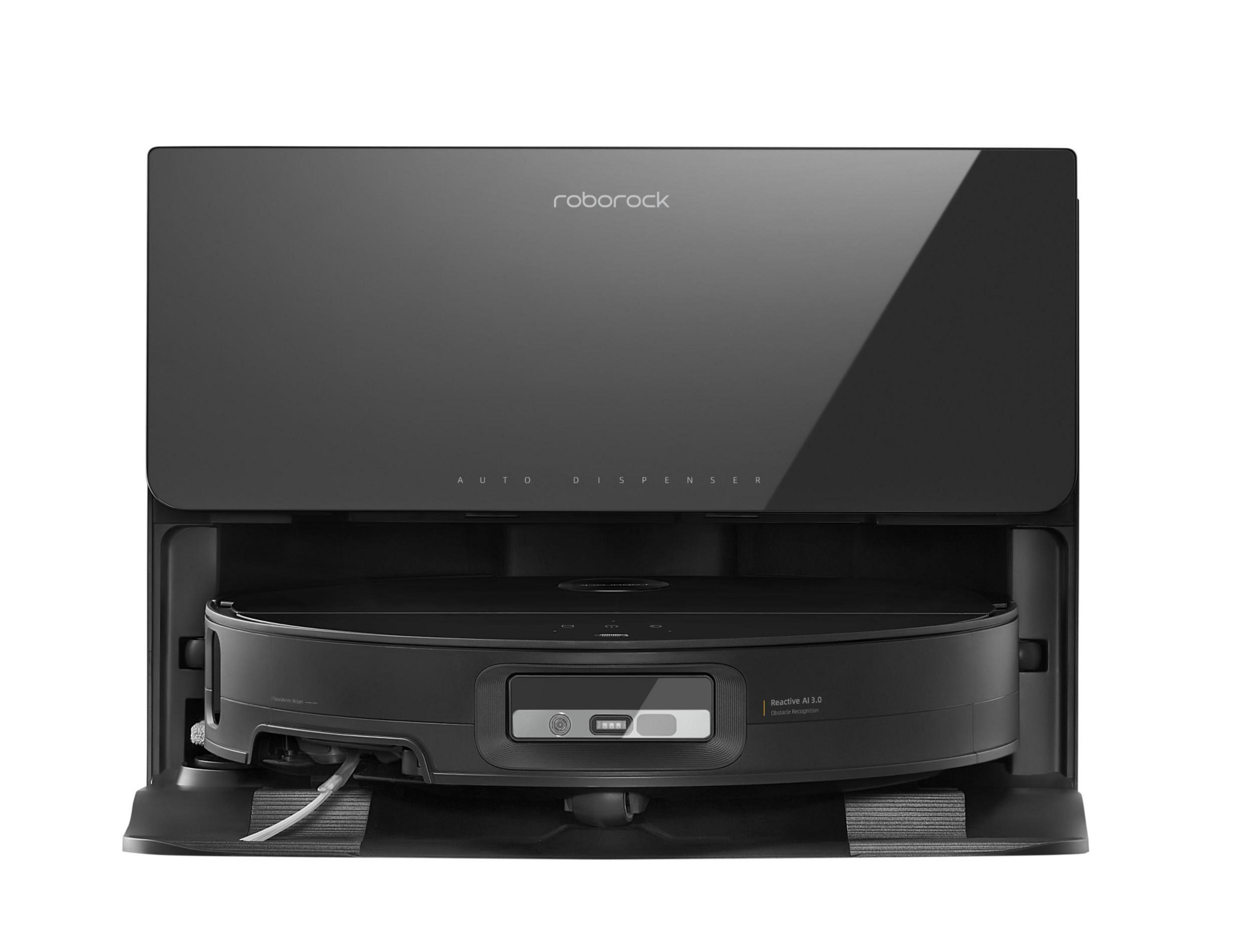 Roborock zelfreinigende robotstofzuiger in zijn oplaadstation.
