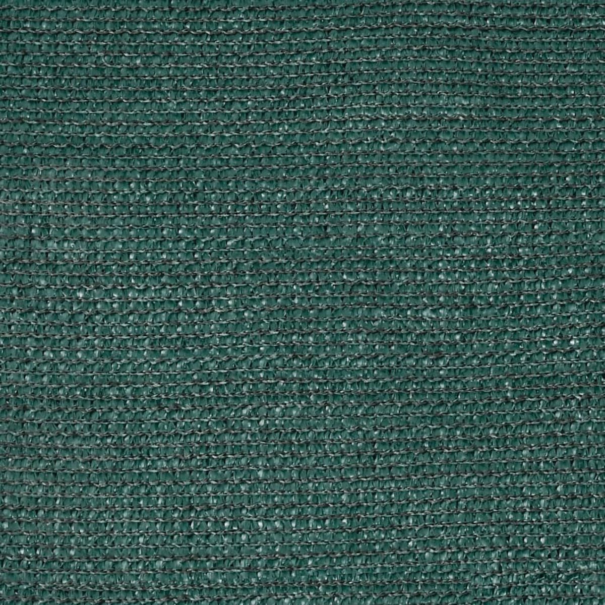 Nahaufnahme eines dunkelgrünen Netzes, vermutlich Schattentuch, mit gewebter Textur.