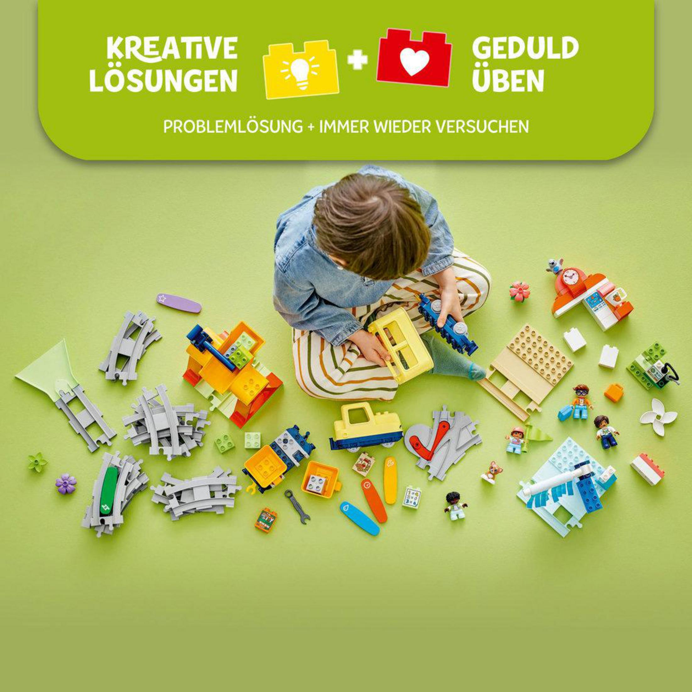 Bambino che gioca con i LEGO. Include testo su soluzioni creative e pazienza.