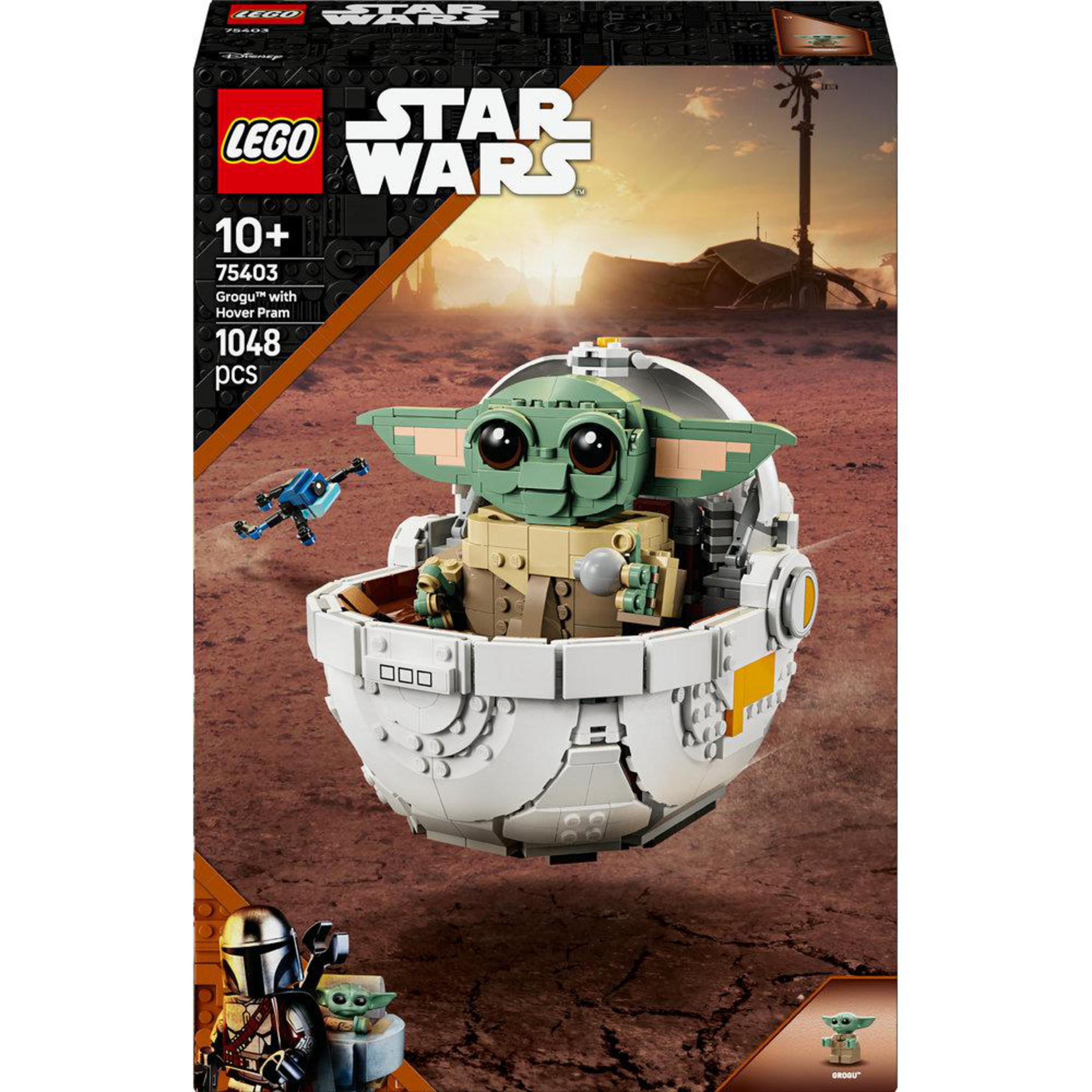 Lego Star Wars Grogu w zestawie pudełkowym hover pram.