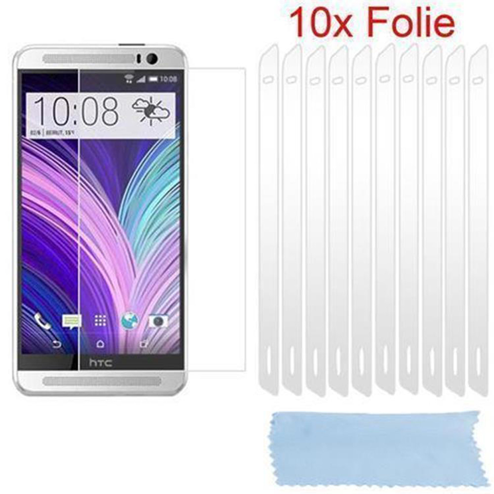 Telefono HTC con protezione schermo e 10 protezioni schermo trasparenti.
