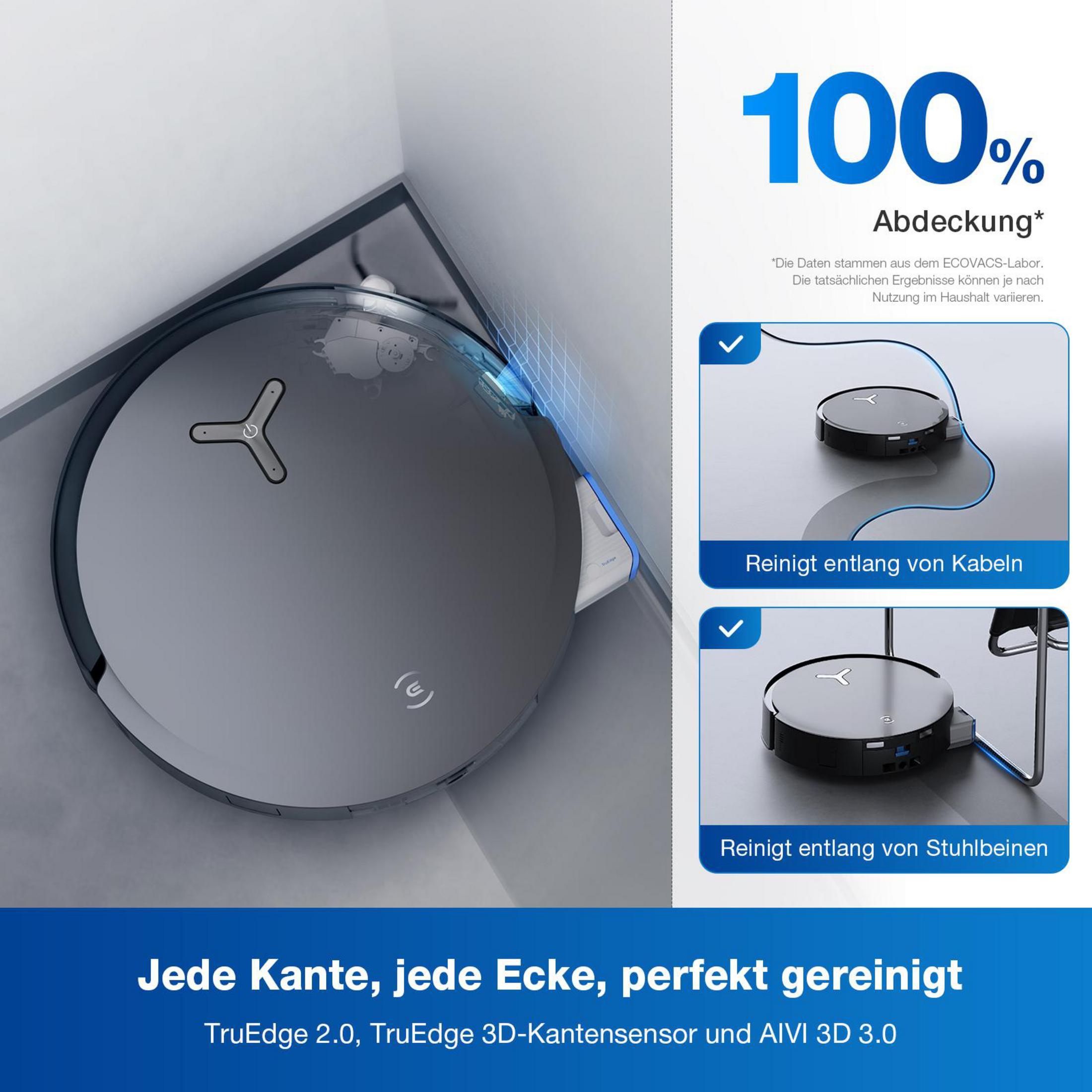 Robot sprzątający czyszczący podłogę. Pokazuje czyszczenie wokół kabli i krawędzi.