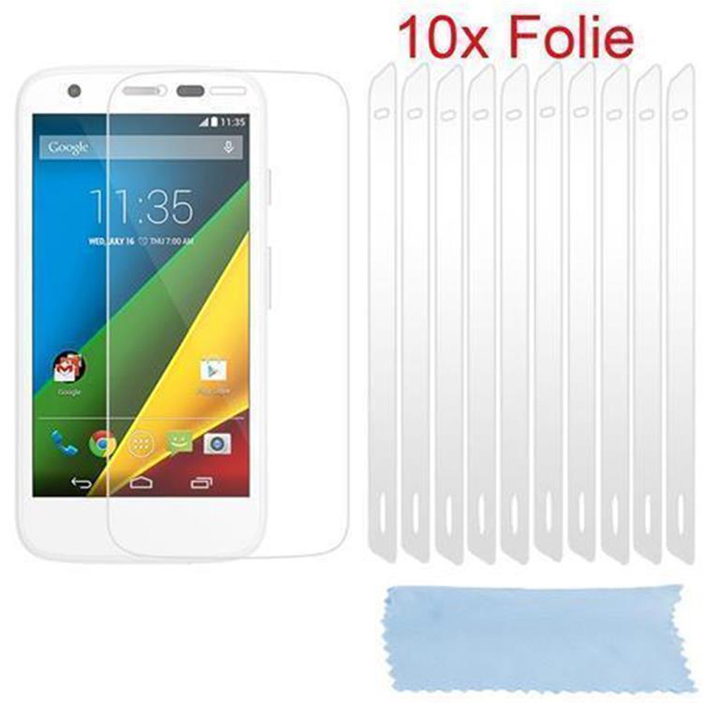 Telefono bianco con protezione schermo e 10 protezioni schermo.