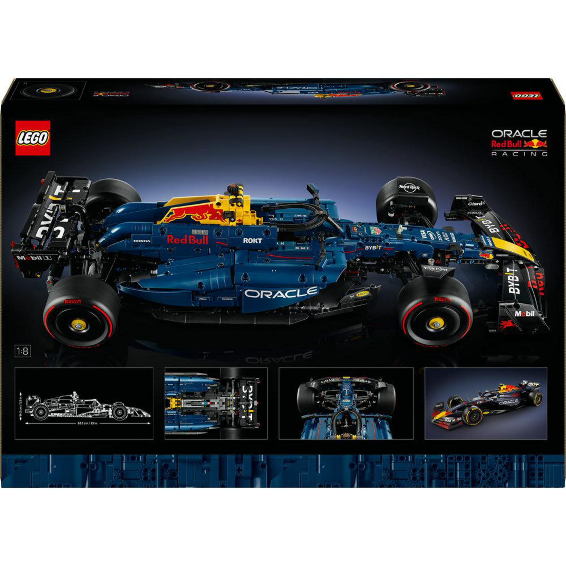 Lego Technic Red Bull Racing F1 araba arkası, şemalar dahil detaylarla, kutu üzerinde.