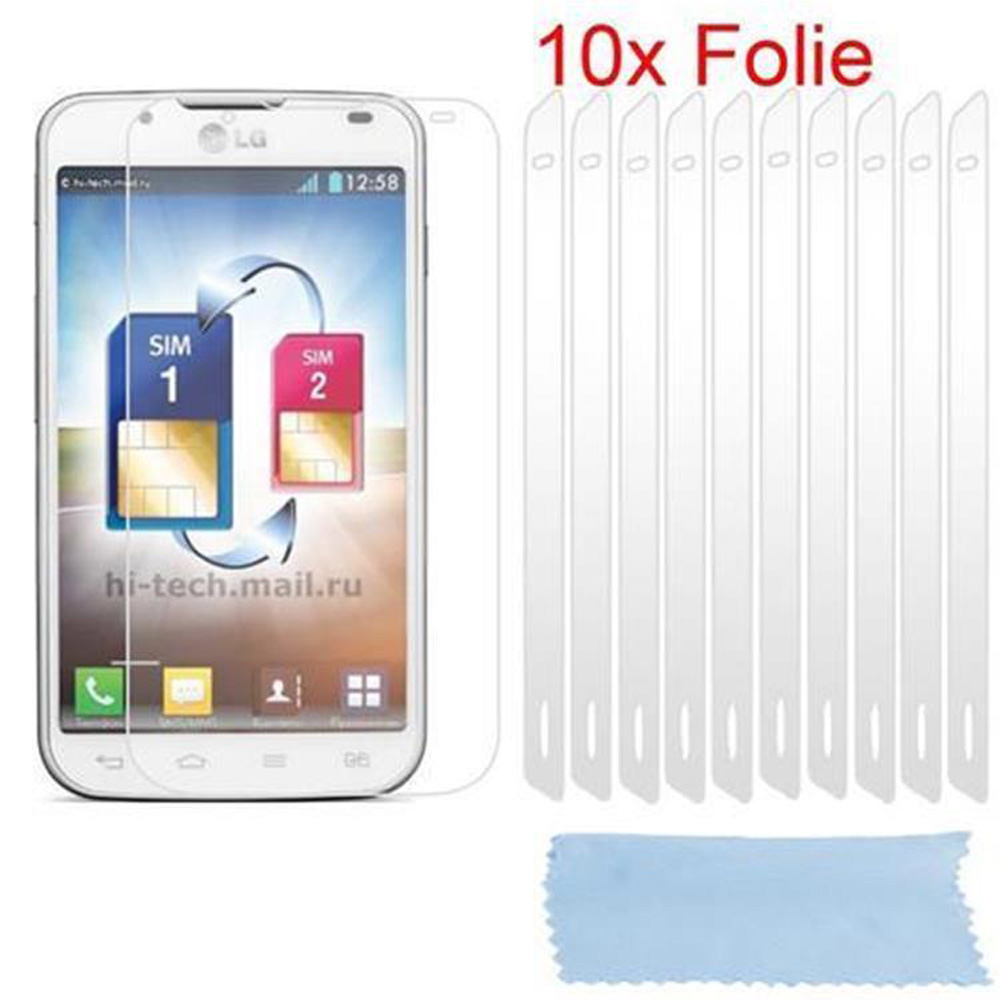 Smartphone con protector de pantalla y diez protectores de película transparente.