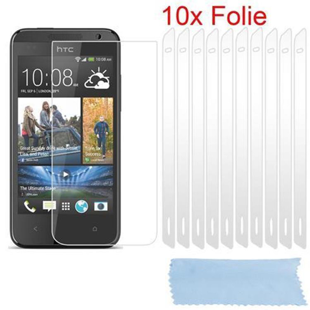 Smartphone con protezione schermo, 10 protezioni trasparenti e panno pulizia. Bianco.