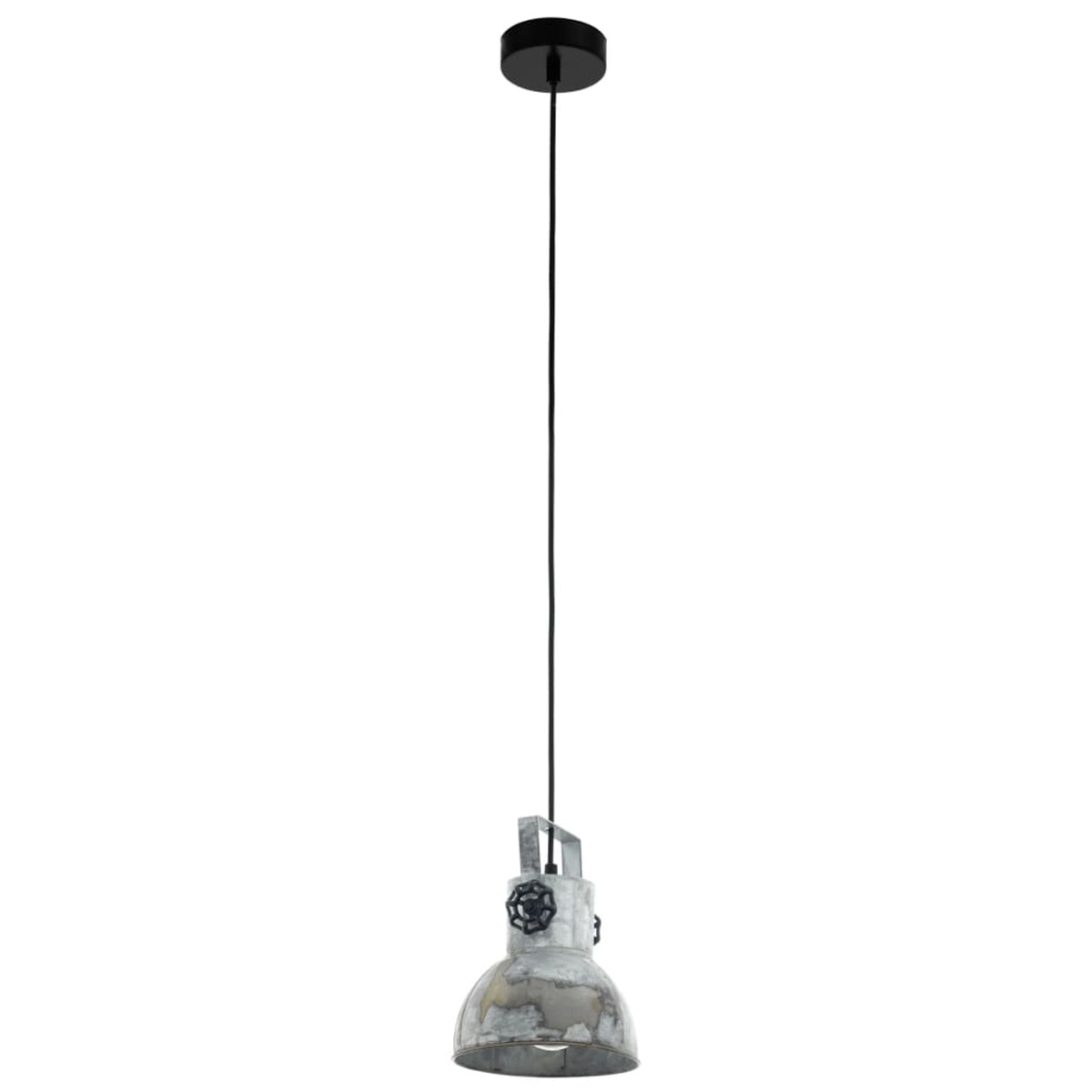 Metall-Pendelleuchte, schwarzes Kabel und Deckenhalterung, Shabby-Chic-Schirm.