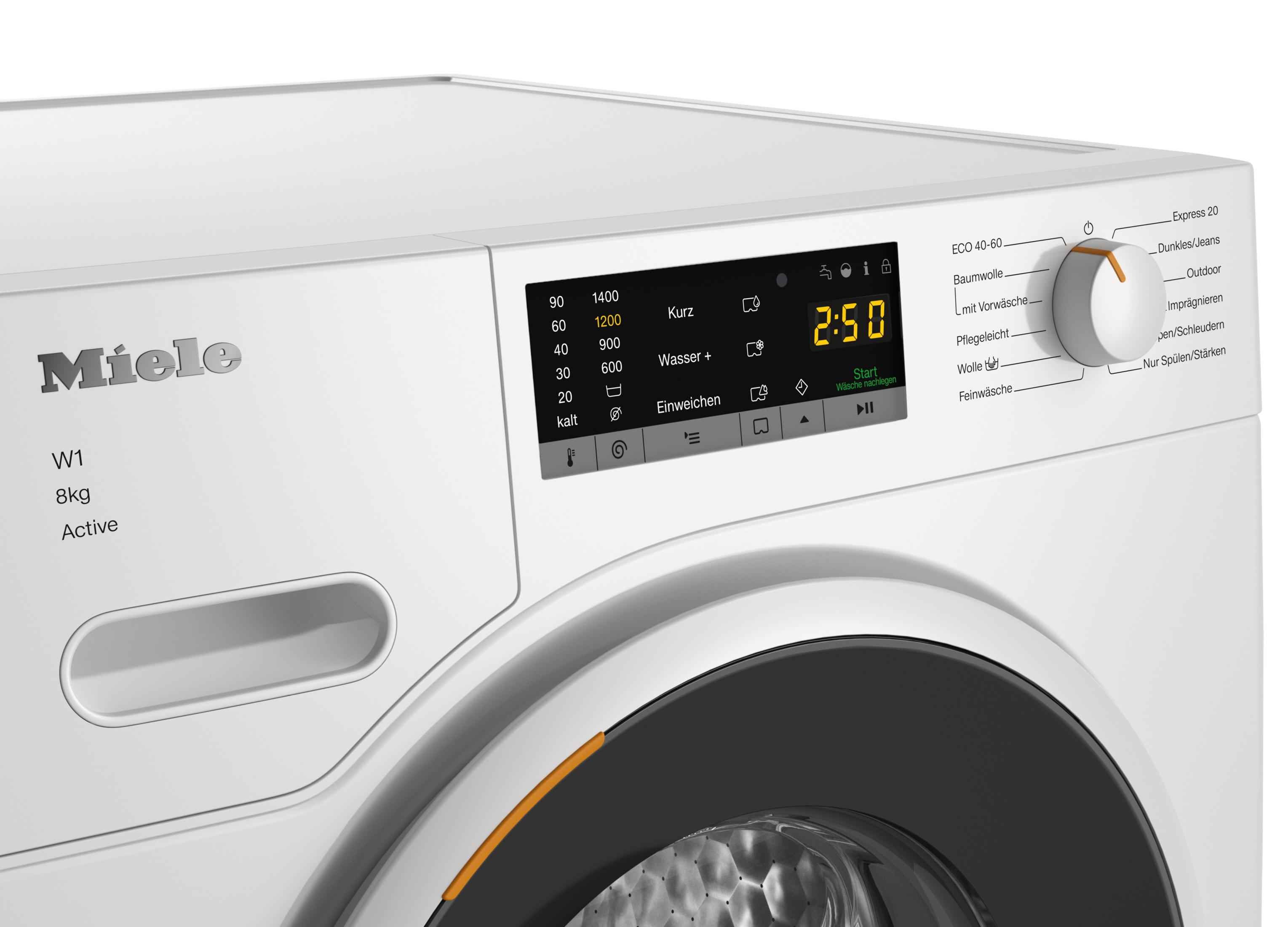 Ein Energielabel für eine Waschmaschine mit Angaben zur Energieeffizienz.