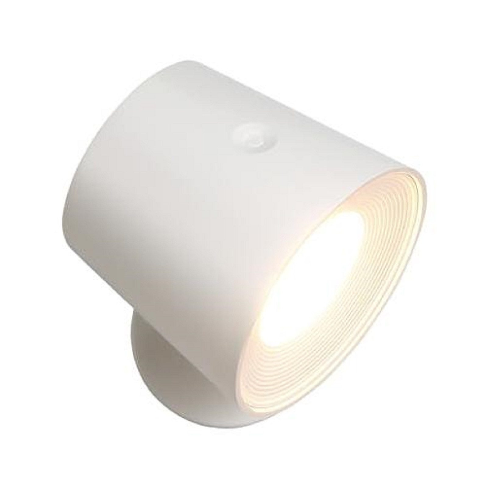 Lampada bianca con luce intensa. Lo sfondo è bianco.