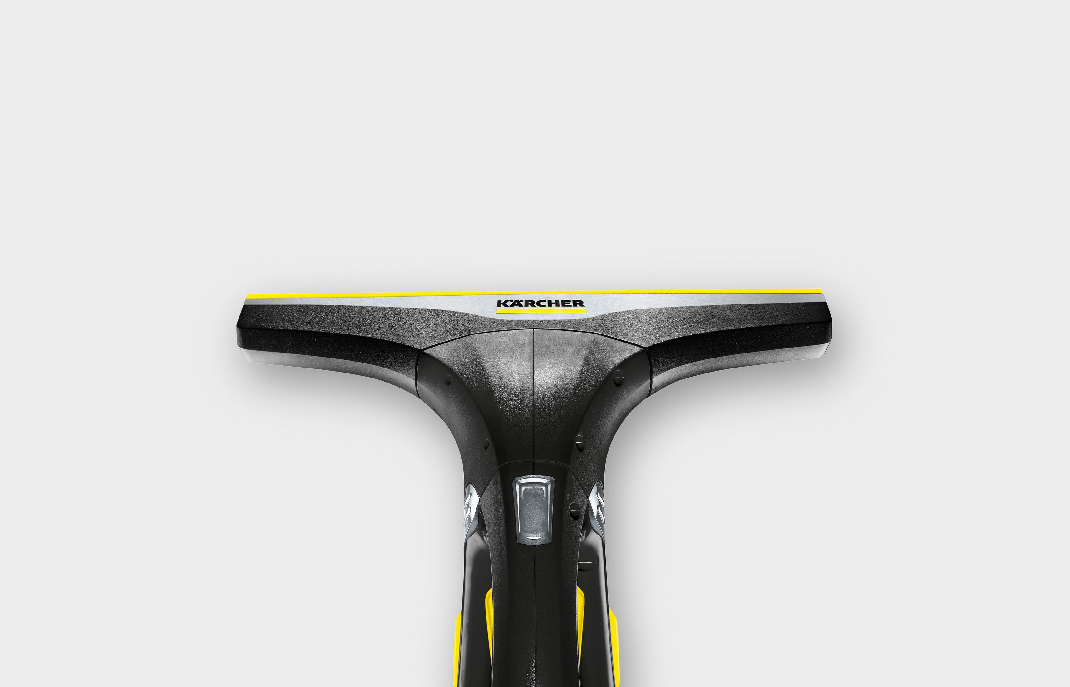 Zbliżenie czarno-żółtej ściągaczki. Marka to KARCHER.