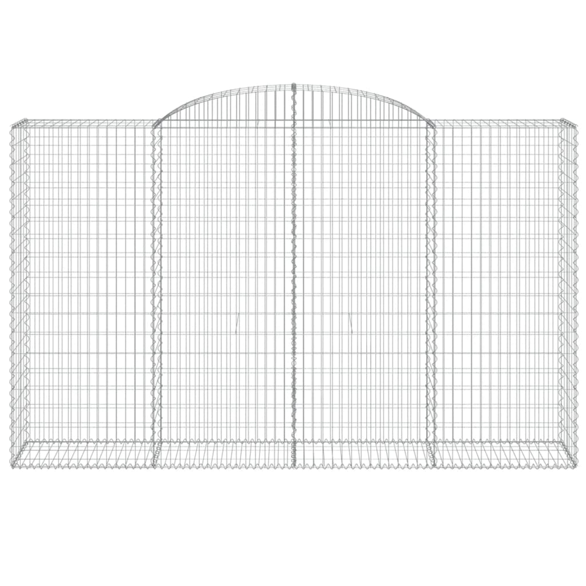Metall-Gabion, rechteckig mit gewölbtem Oberteil, auf weißem Hintergrund.
