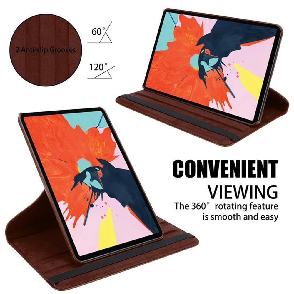 Tablets in braunem Gehäuse. Eines ist geöffnet und angewinkelt, das andere flach. Text: 'KOMFORTABLES ANSEHEN'.
