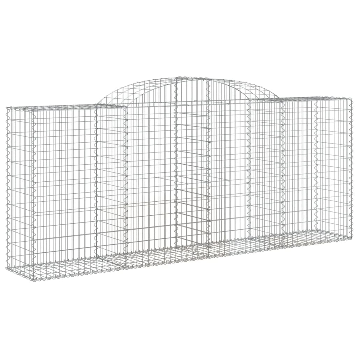 Drahtrahmen-Gabion mit gewölbter Oberseite. Die Struktur ist leer.