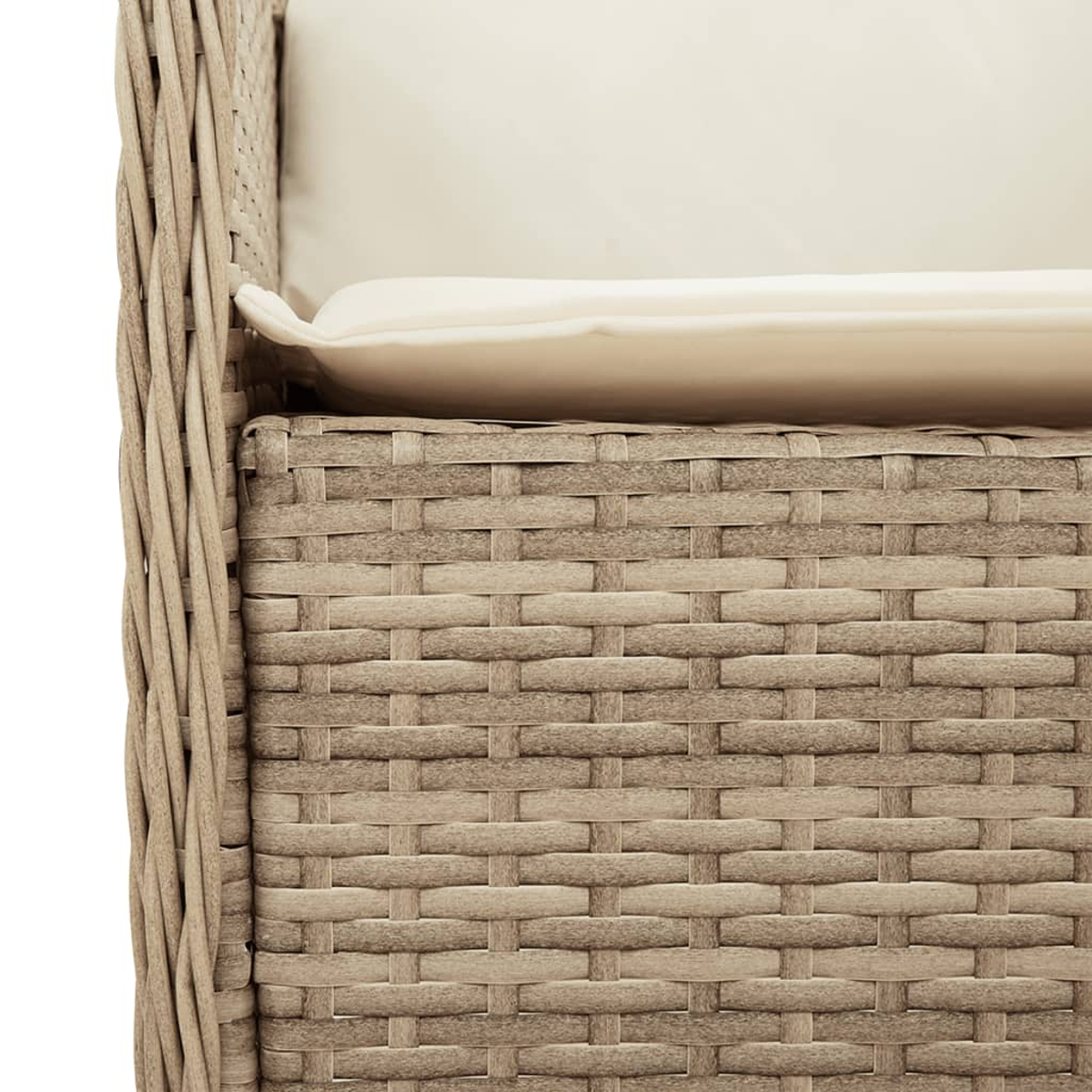 Nahaufnahme der Korbmöbelstruktur, beige.