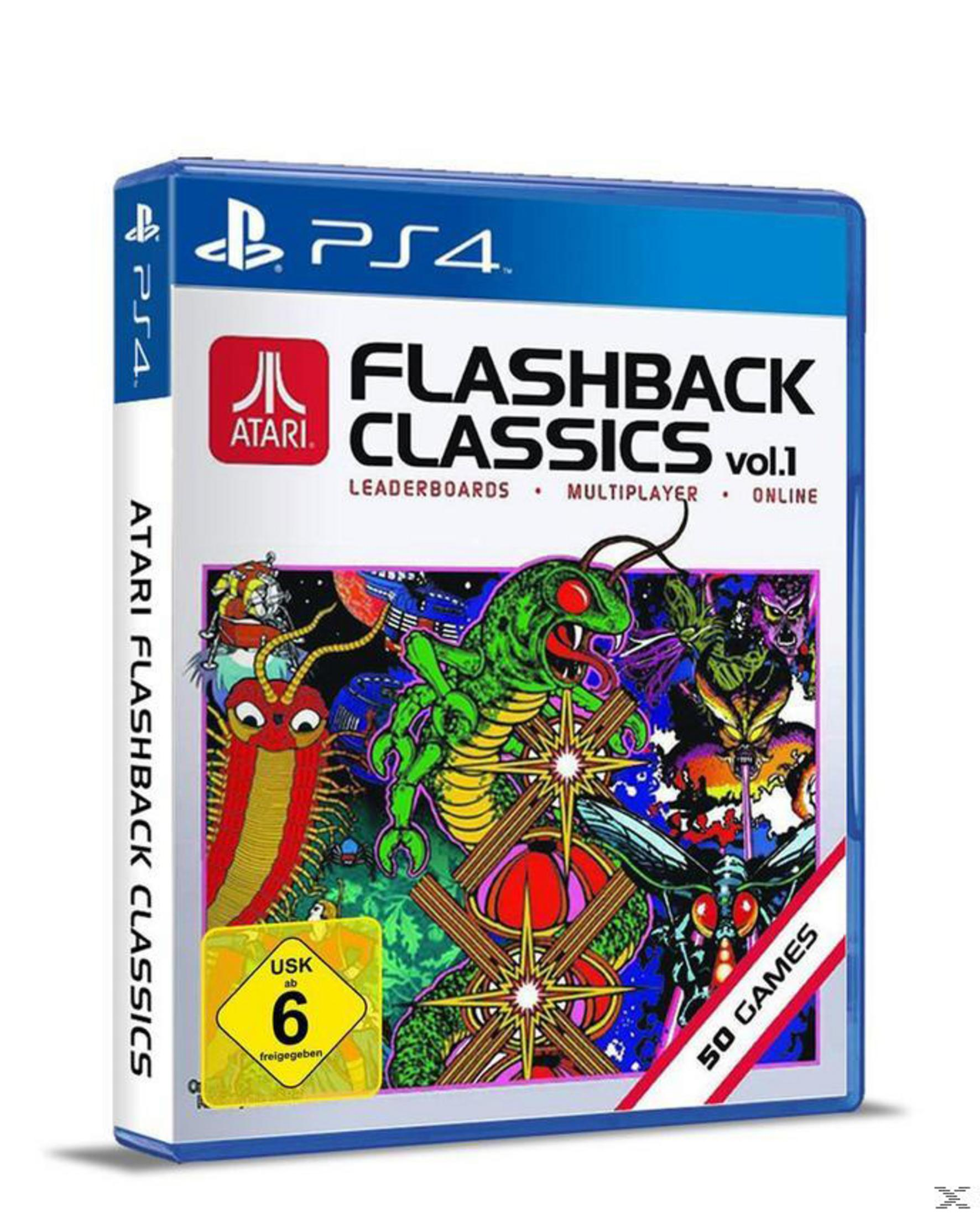 Flashback Classics vol.1 Spielhülle. Grünes Monster, Roboter und Charaktere. Text: Flashback Classics. USK 6.