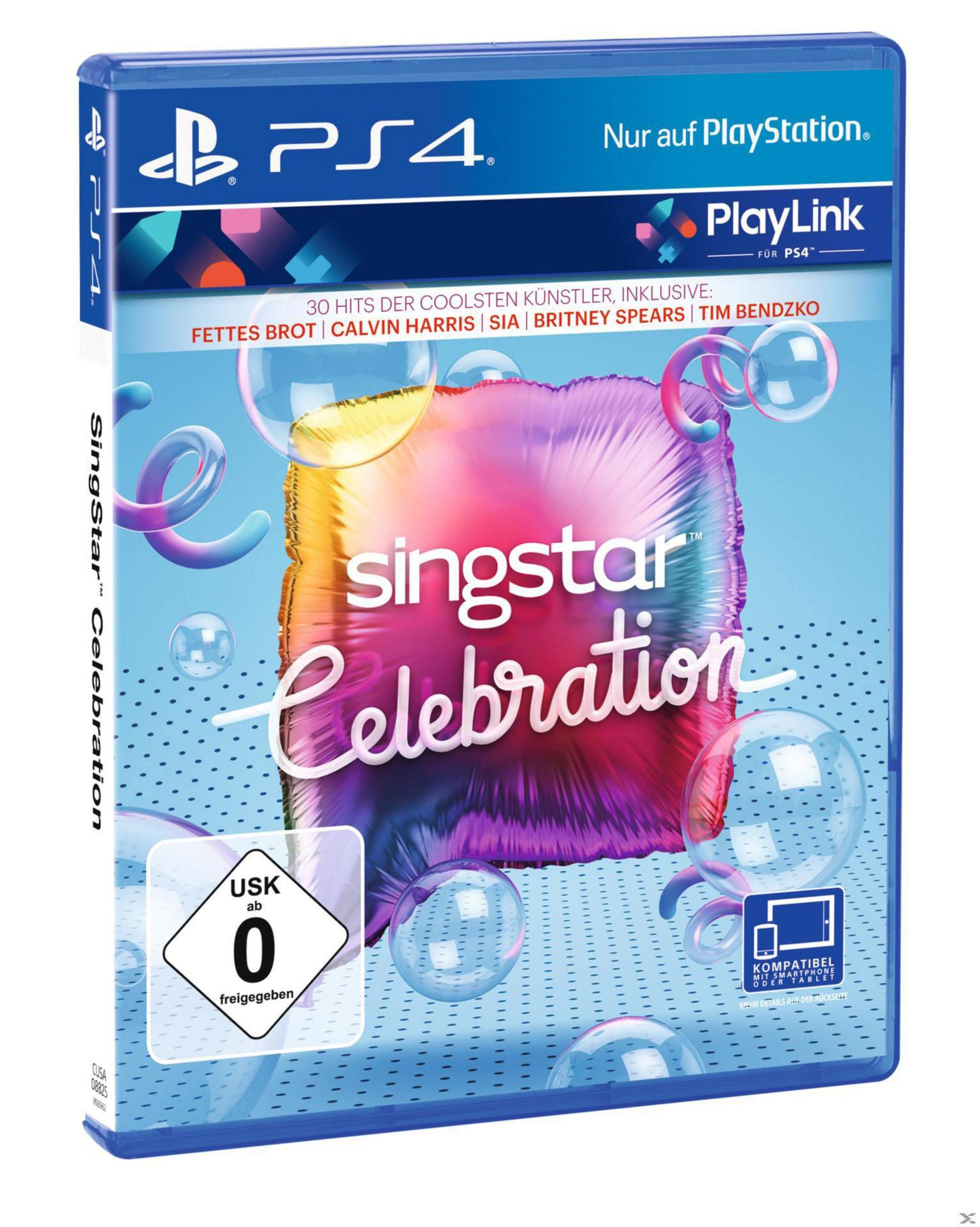 SingStar Celebration-Spielcover mit einem bunten Ballon und Blasen im Hintergrund.