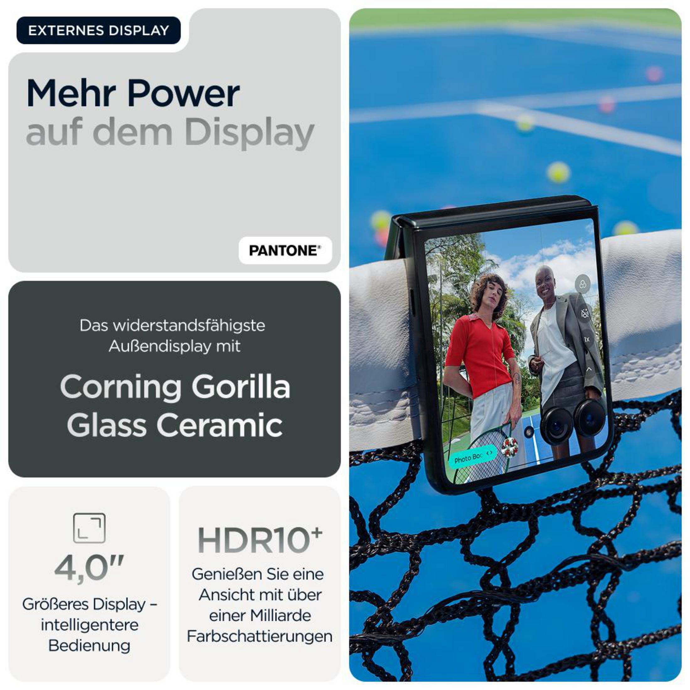 Smartfon pokazujący ekran kortu tenisowego. Tekst na obrazku mówi 'Corning Gorilla Glass Ceramic'.