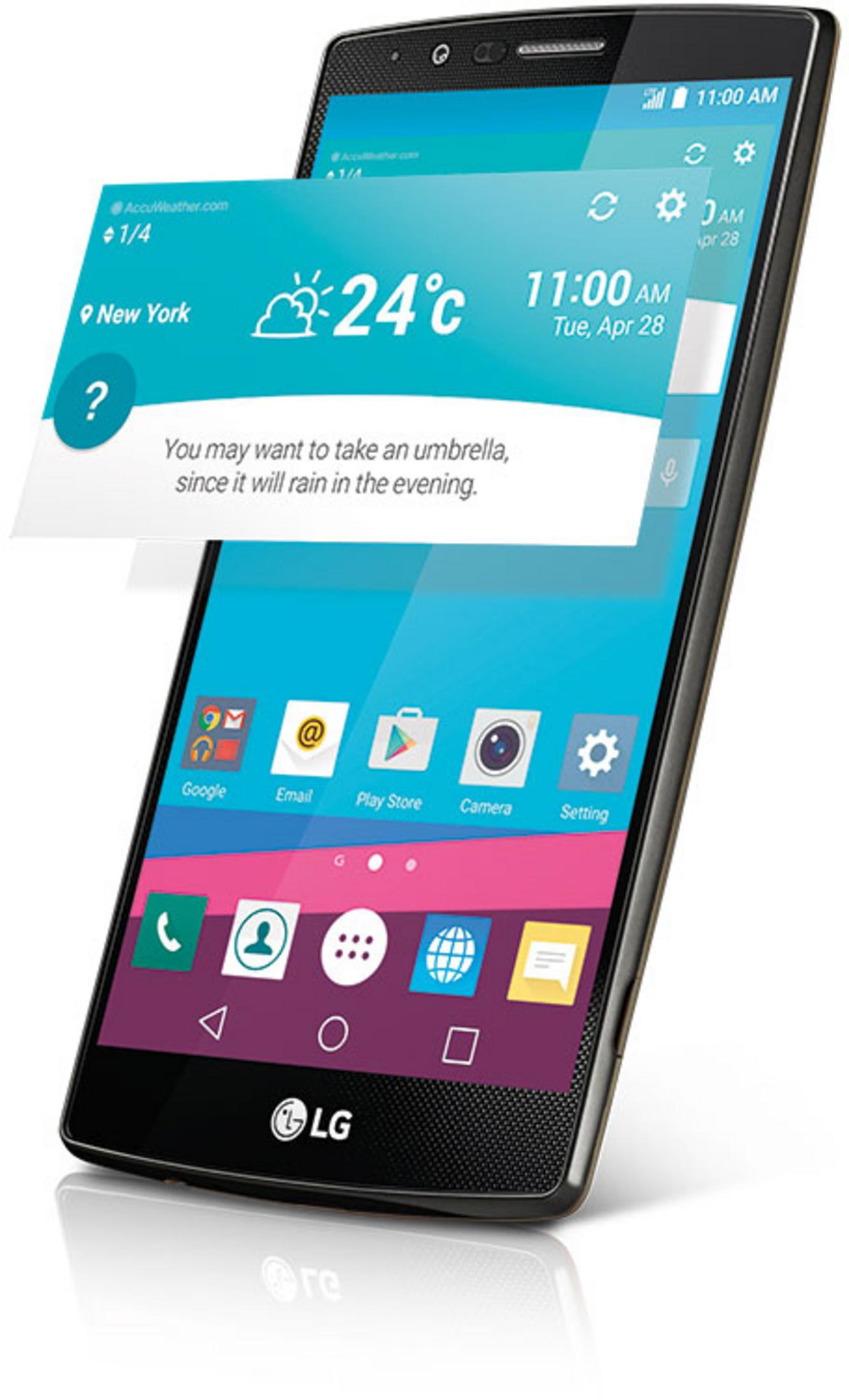 Smartphone mit Wetter-App-Oberfläche, New York Wetter, Regen-Vorhersage und Zeitdetails.