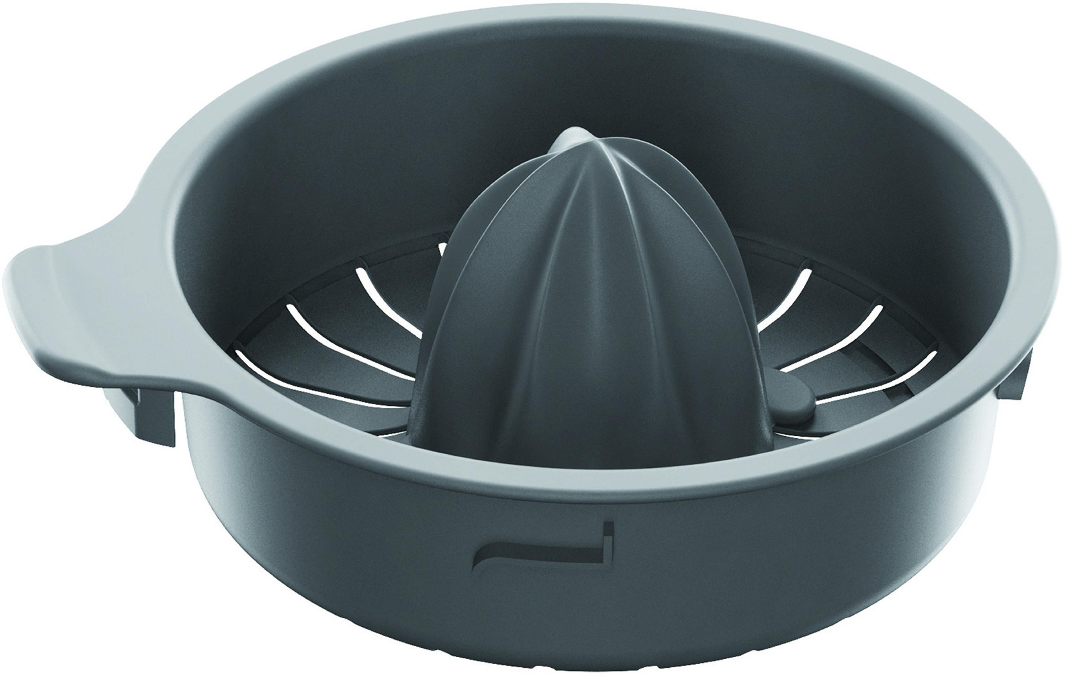Accessorio spremiagrumi Kenwood grigio con cono, sfondo bianco.