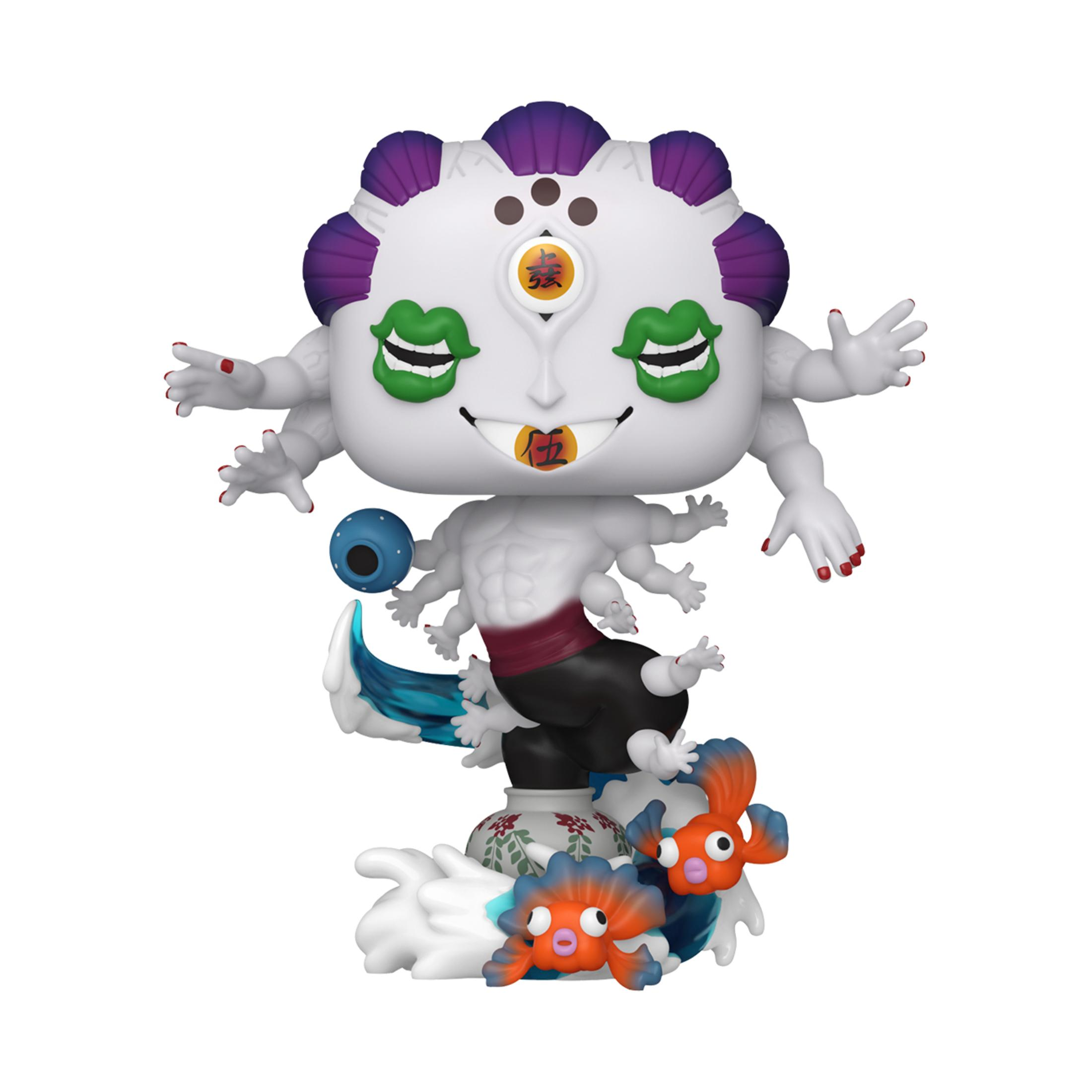 Funko Pop: divinità con molte braccia e occhi, creature simili a pesci.