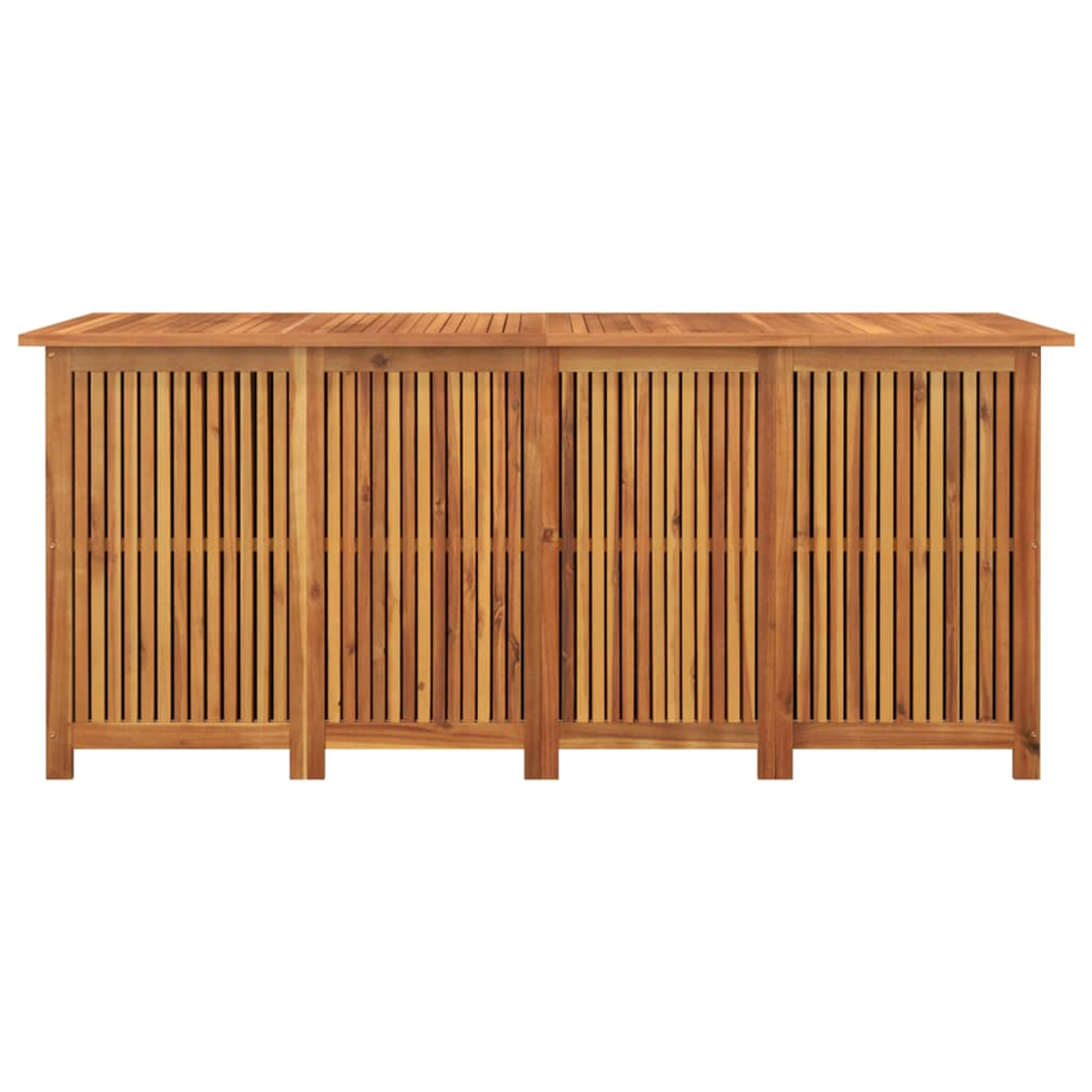 Holzschrank mit Lamellentüren.