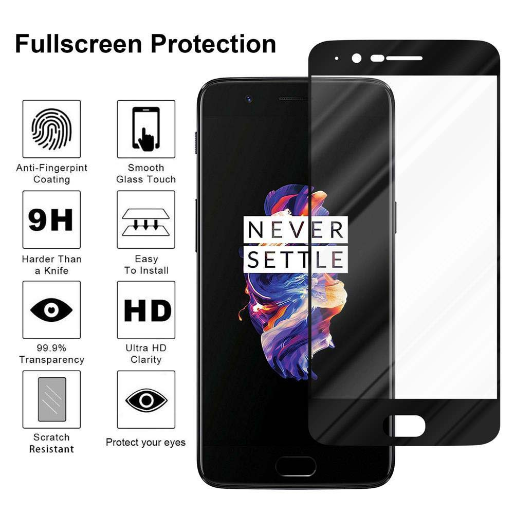 Telefono con una protezione per lo schermo applicata. Icone e testo che indicano le caratteristiche: 9H, HD e altro.