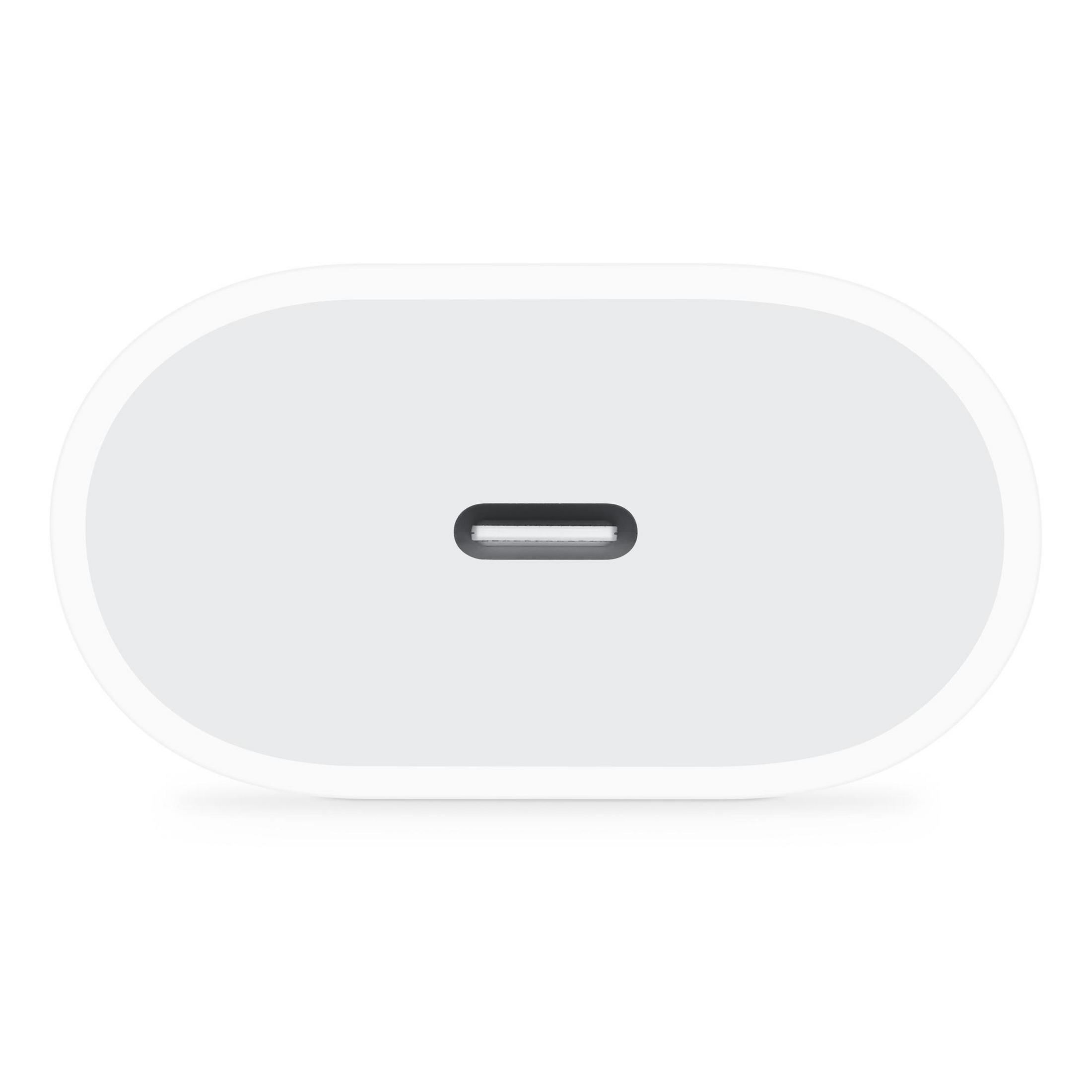 Testa del caricatore USB-C bianca. Forma ovale con una singola porta USB-C.