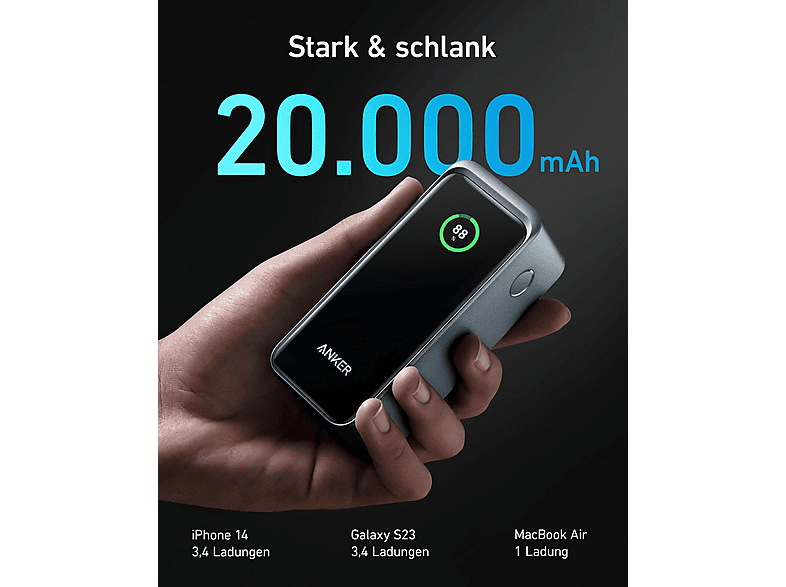 ANKER Prime 20,000mAh Power Bank (200W) Powerbank zwart 20000 mAh