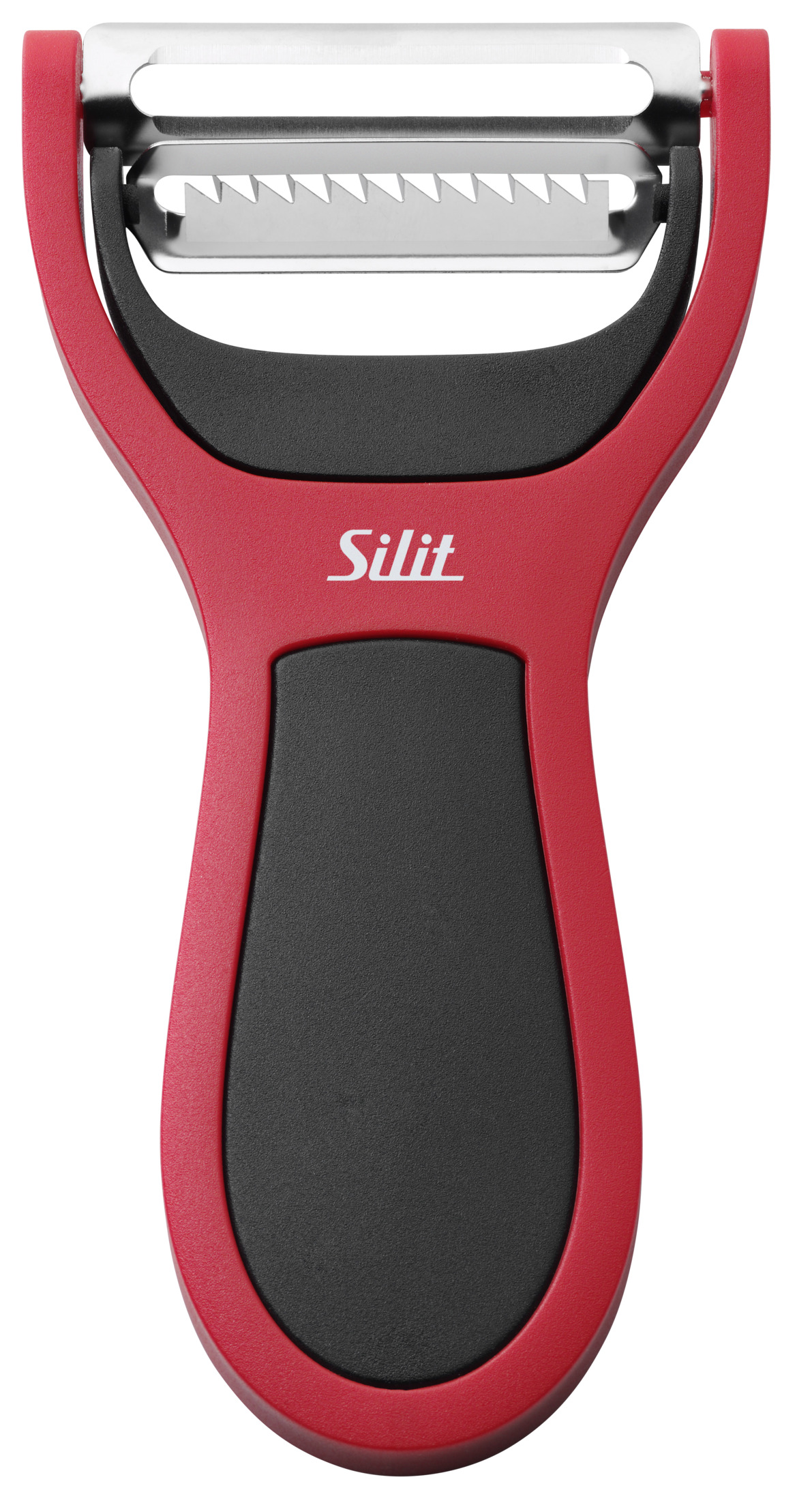 Ein rot-schwarzer Schäler mit dem Markennamen 'Silit'.