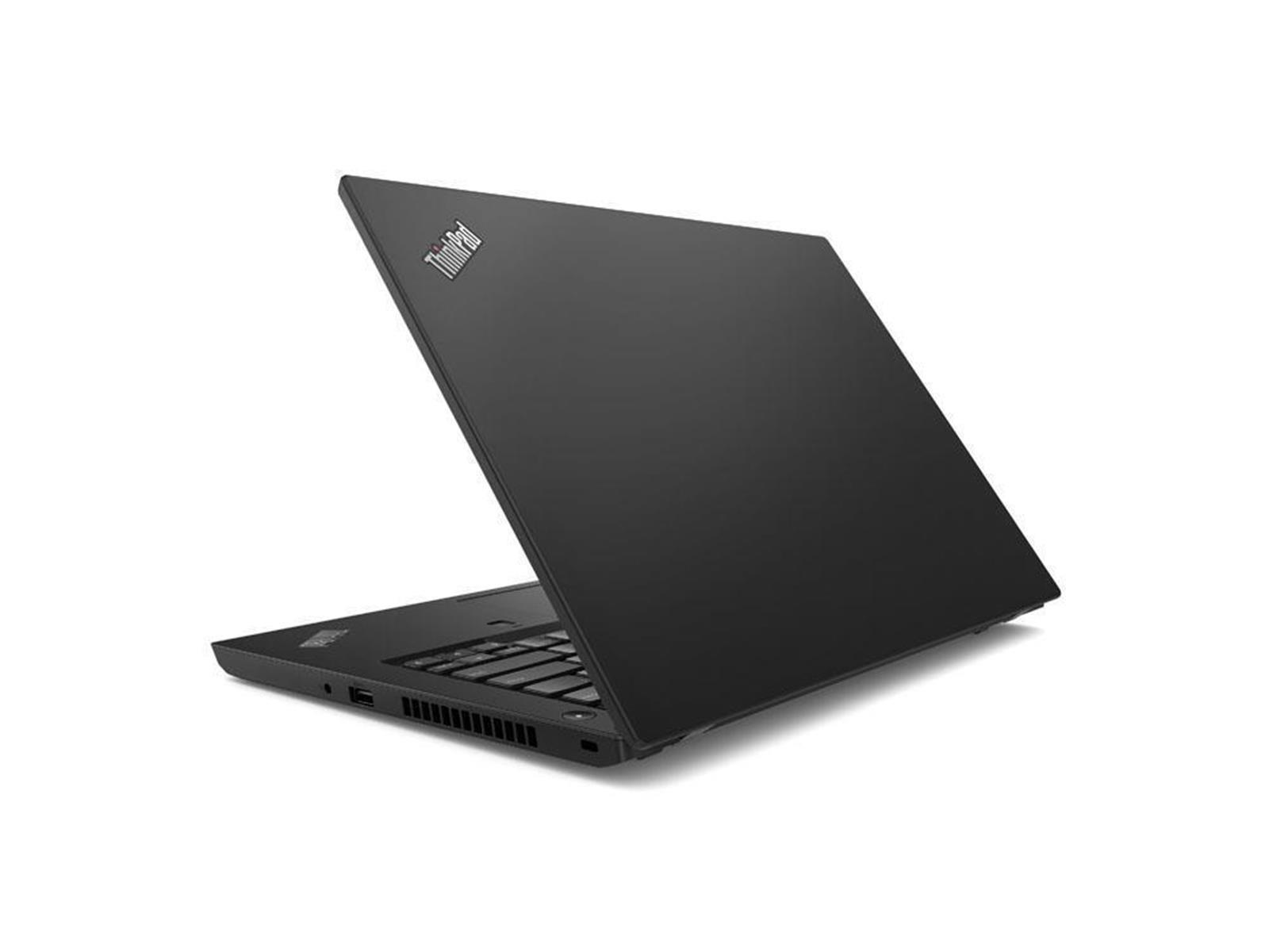 Schwarzer ThinkPad-Laptop, leicht geöffnet, auf weißem Hintergrund.