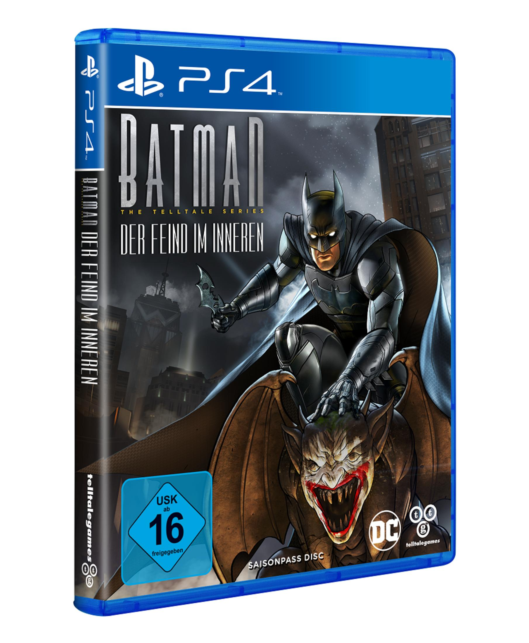 Videospielhülle für Batman: The Enemy Within, mit Batman und einer Wasserspeier.