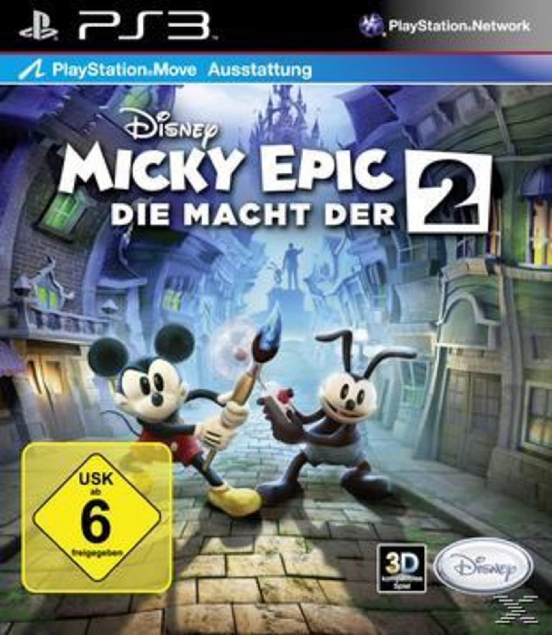PS3-Spielcover: Mickey Epic 2. Micky Maus und Oswald der Glückliche Hase mit einem Pinsel.