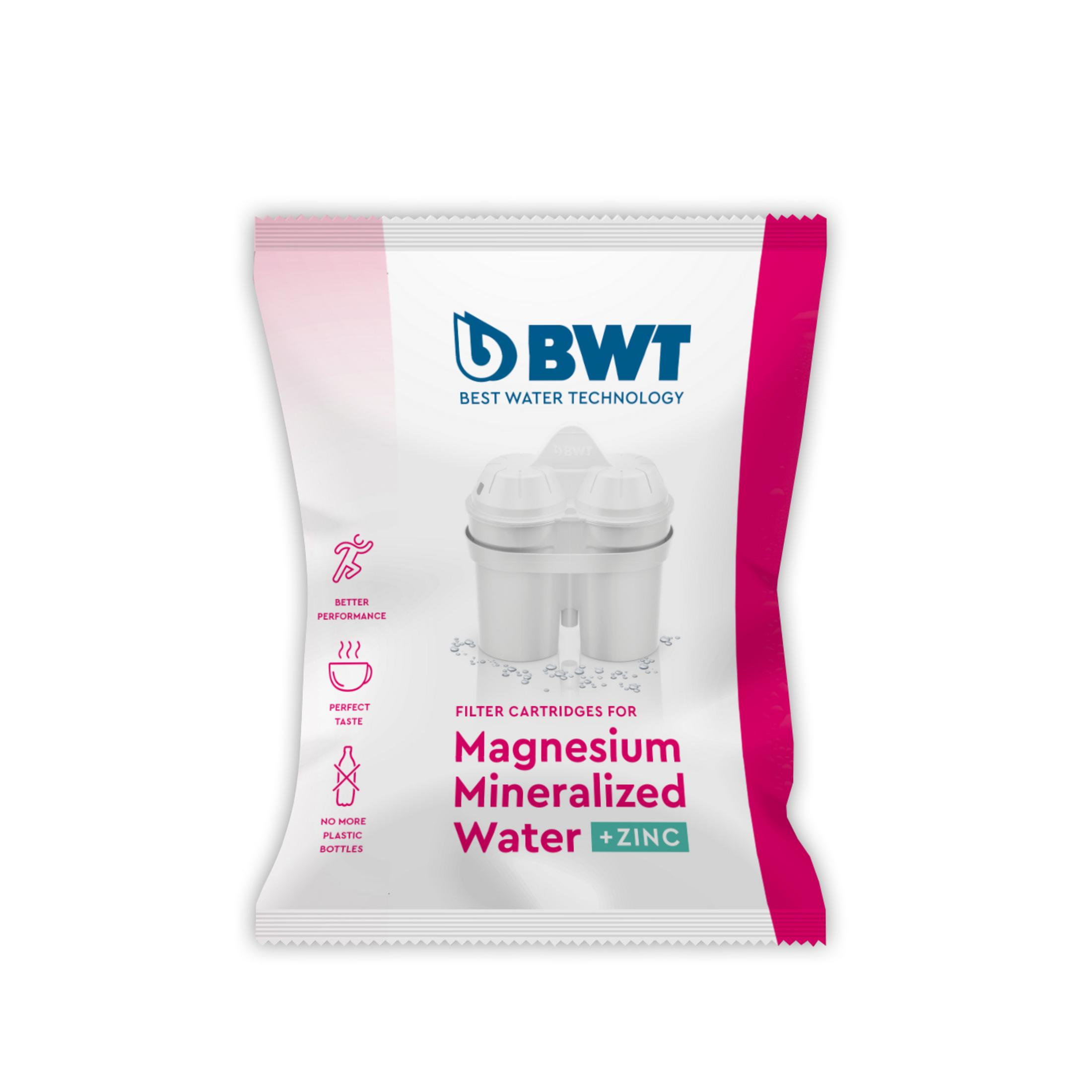 Magnesium mineralisierte Wasserfilterpatronen in einer Verpackung.