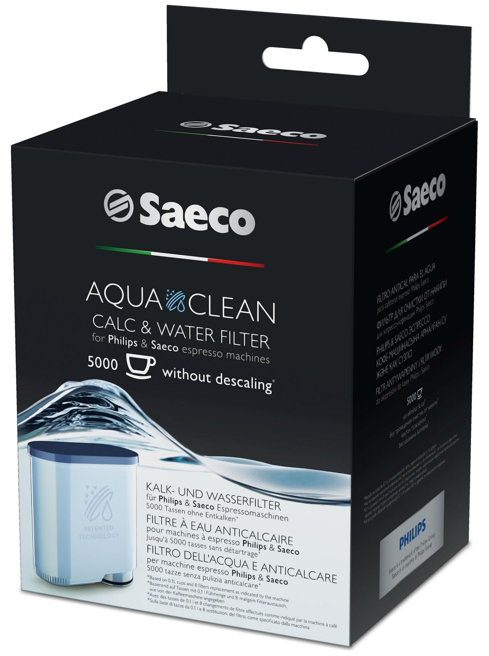 Scatola filtro acqua e calcare Saeco AquaClean per macchine espresso.