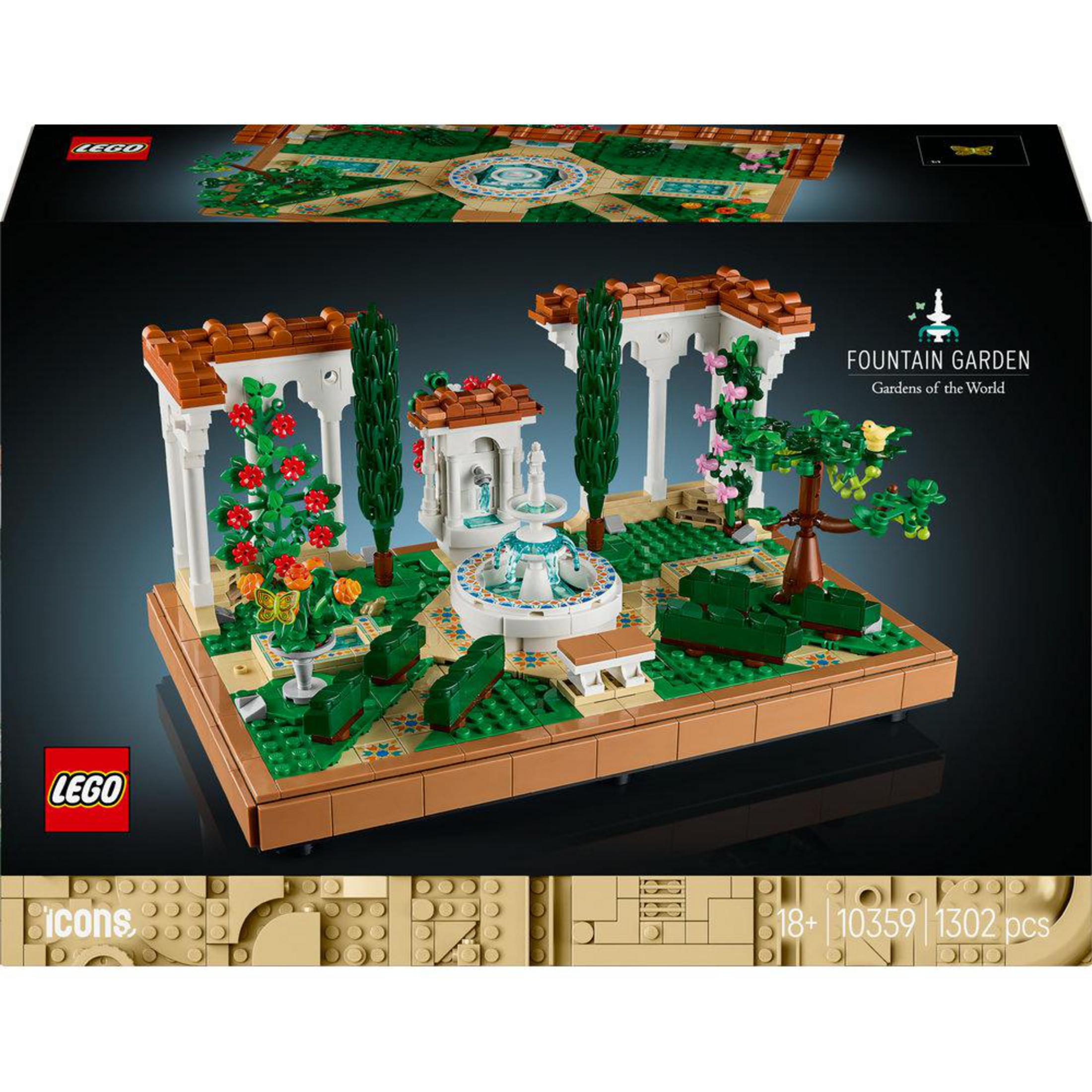 LEGO-boxset met een fonteintuinmodel. Het bevat een fontein en planten.