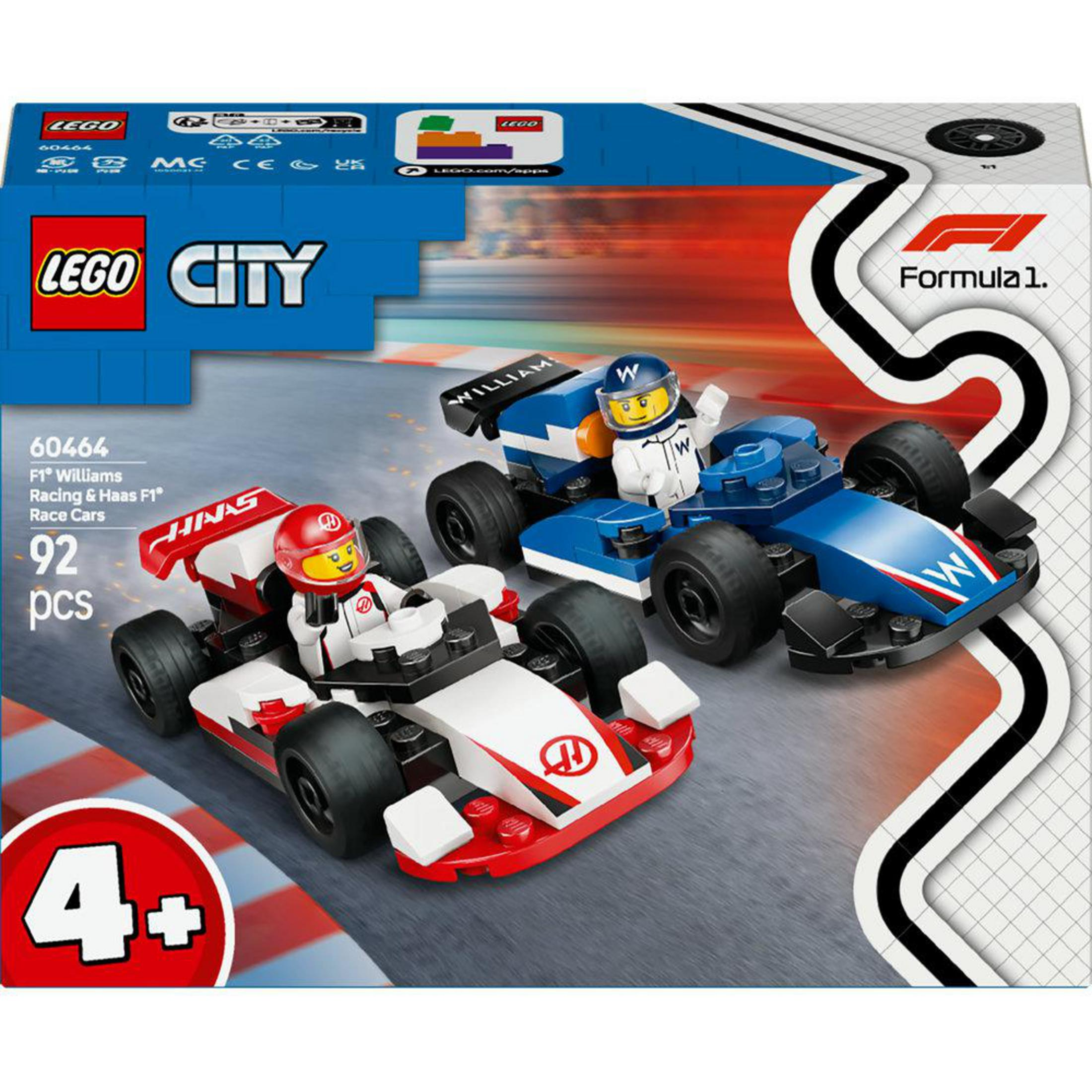 Caja del juego de coches de carreras LEGO City. Se representan dos coches de carreras.