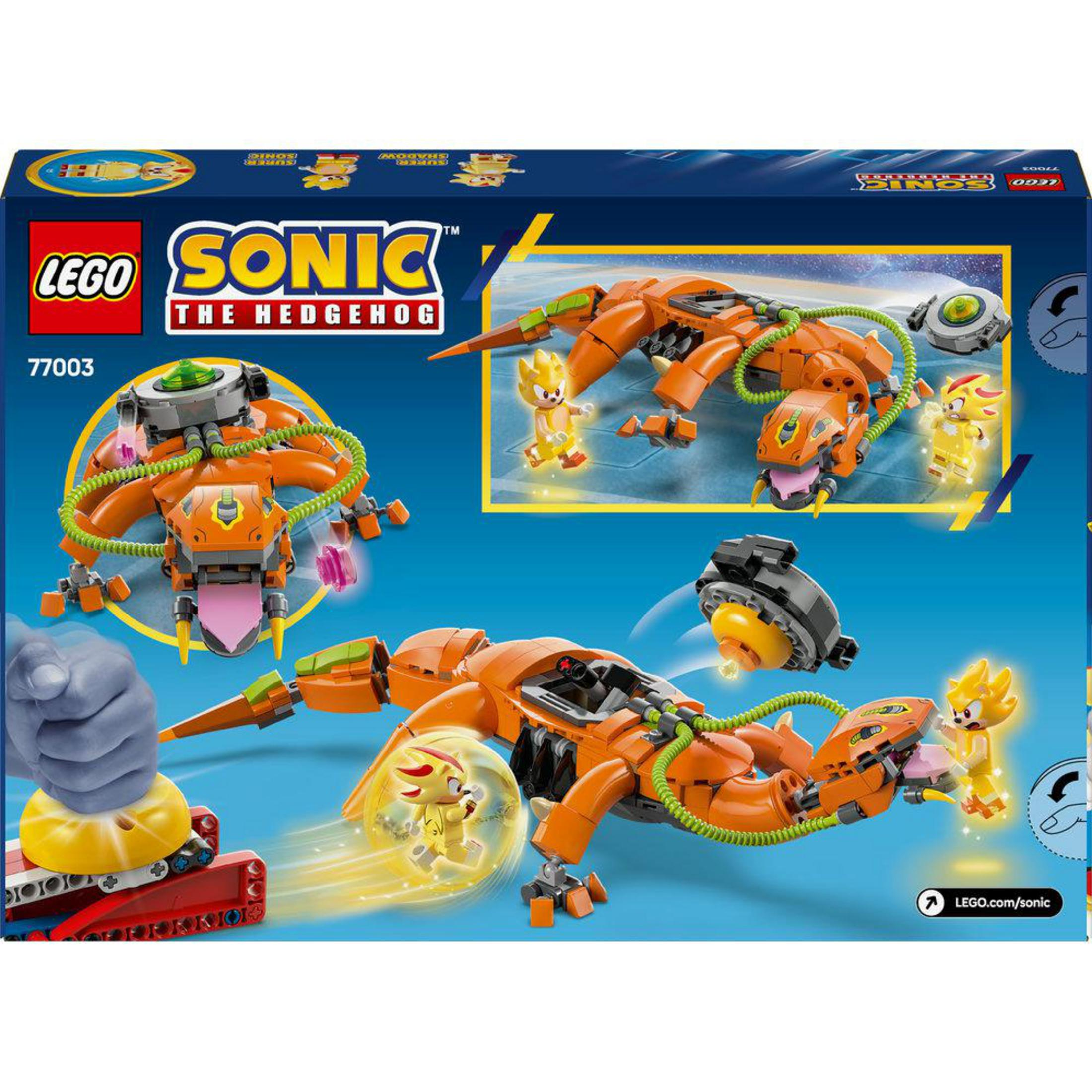 Scatola del set Lego Sonic The Hedgehog con un modello di una figura a forma di drago e personaggi di Sonic.