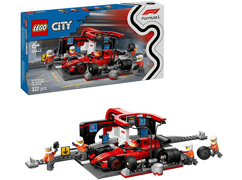 LEGO 60443 City Ferrari Arabalı F1 Pit Stop ve Pit Ekibi
